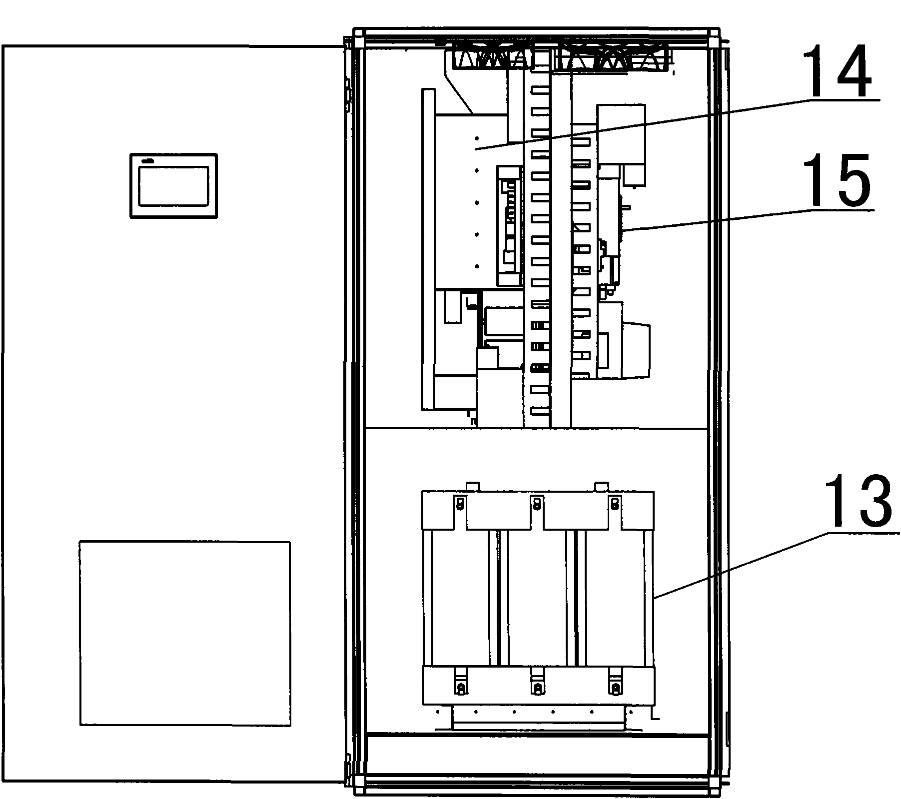 Novel large-power cavity separating type cabinet frame