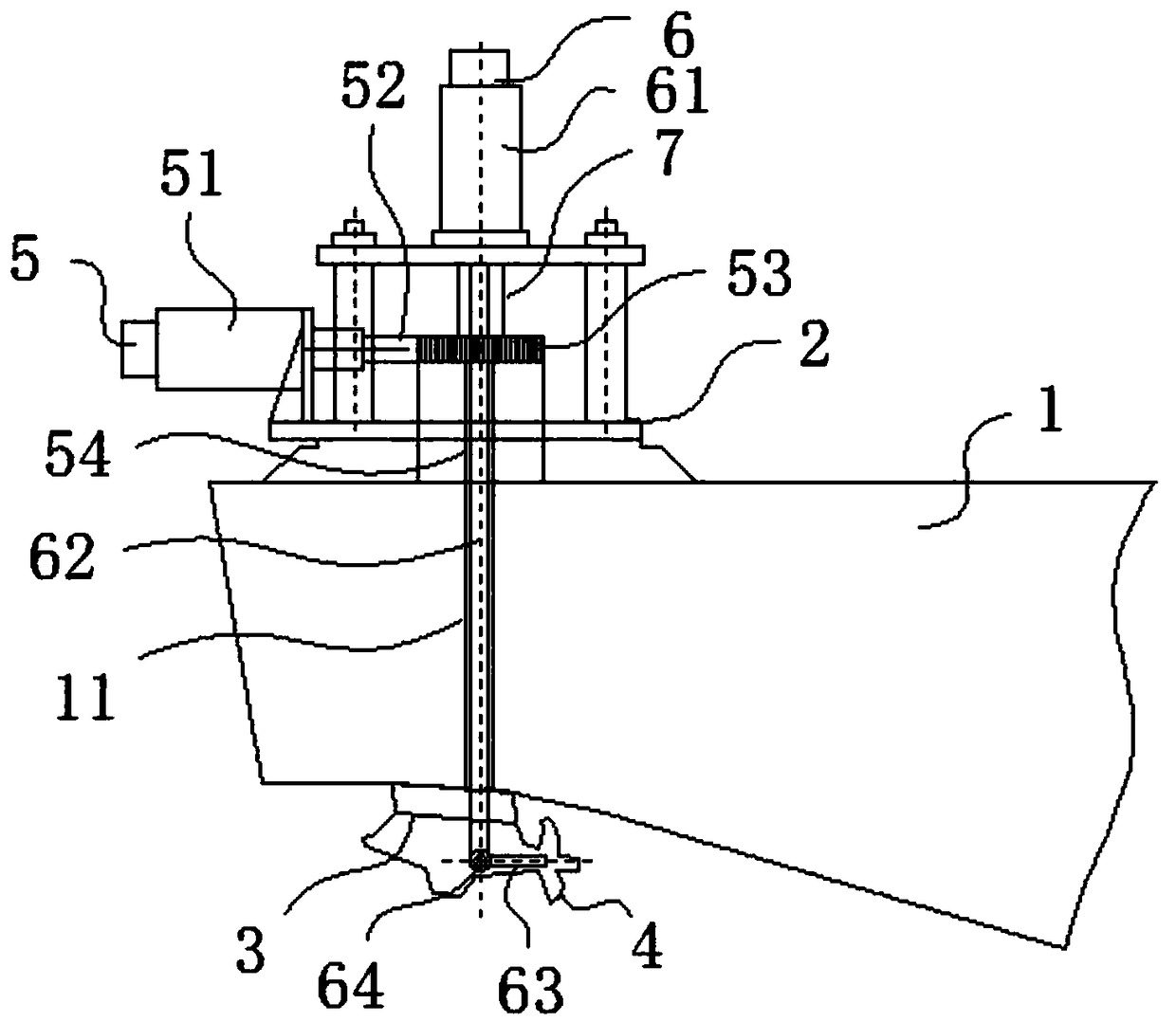 A rudder steering test device for a pod propulsion ship and a mounting method thereof