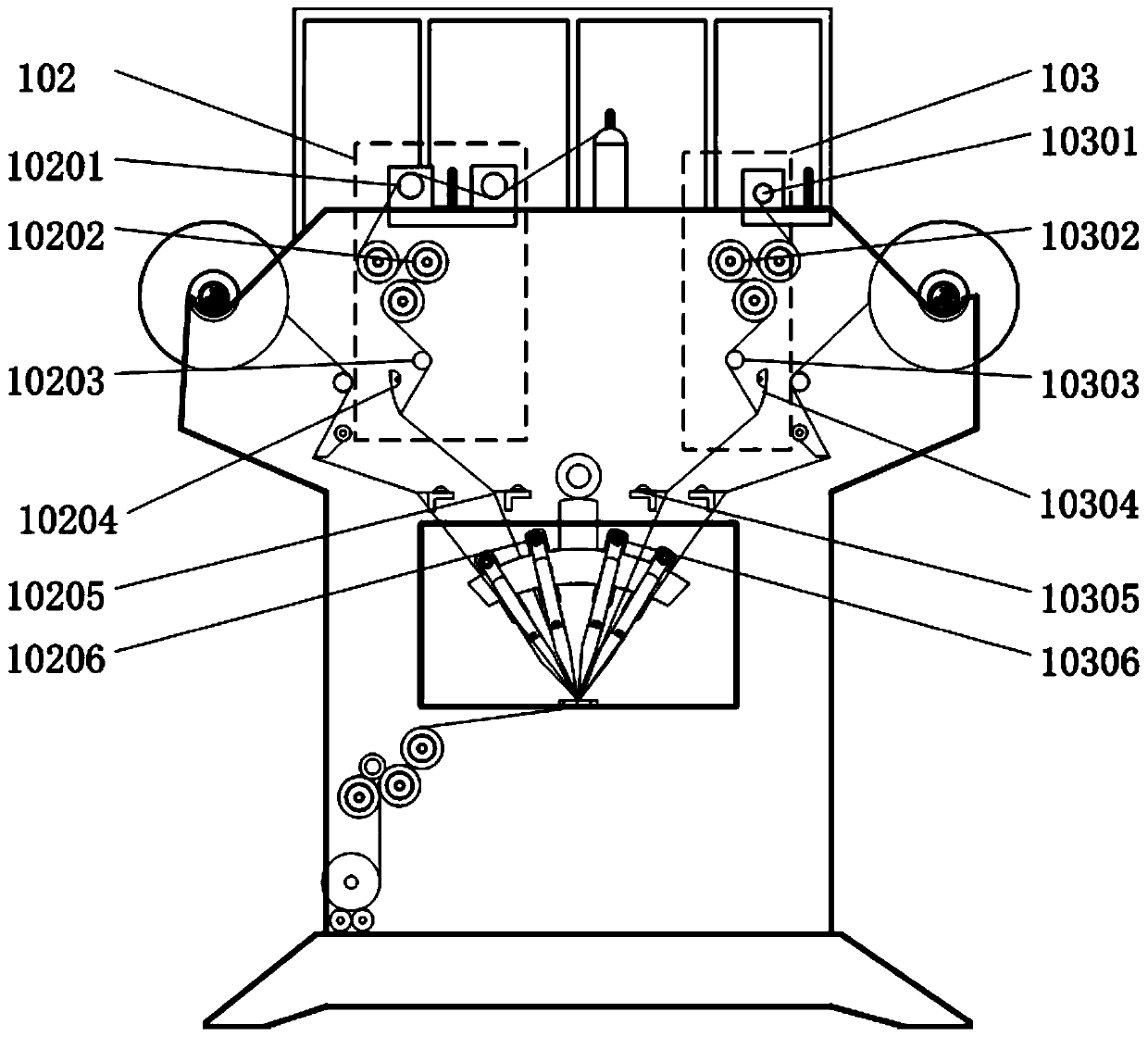 A mixed flat yarn and round yarn feeding system for warp knitting machines