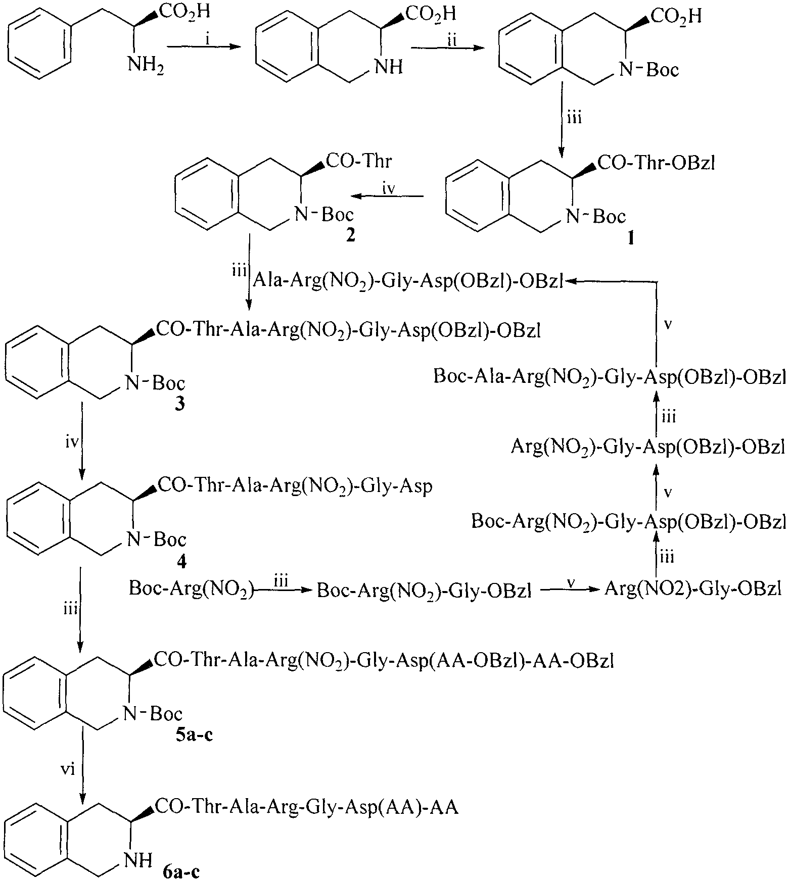 Tetrahydroisoquinolinyl-3-carboxylic acid modified TARGD heptapeptides, and synthesis, antithrombotic activity and application thereof