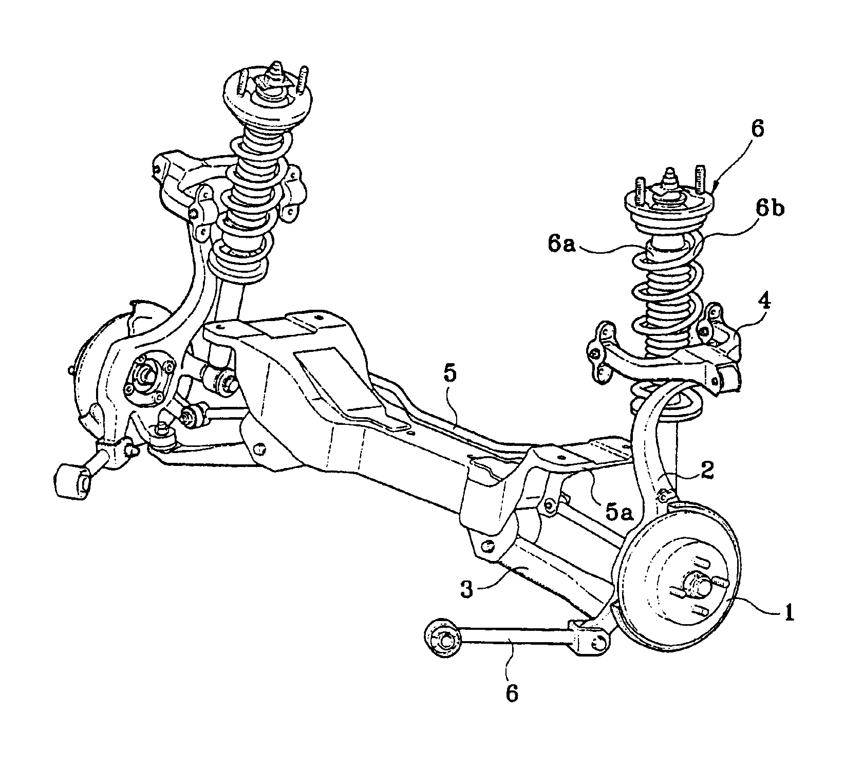 Rear suspension connecting part structure under the floor of a vehicle