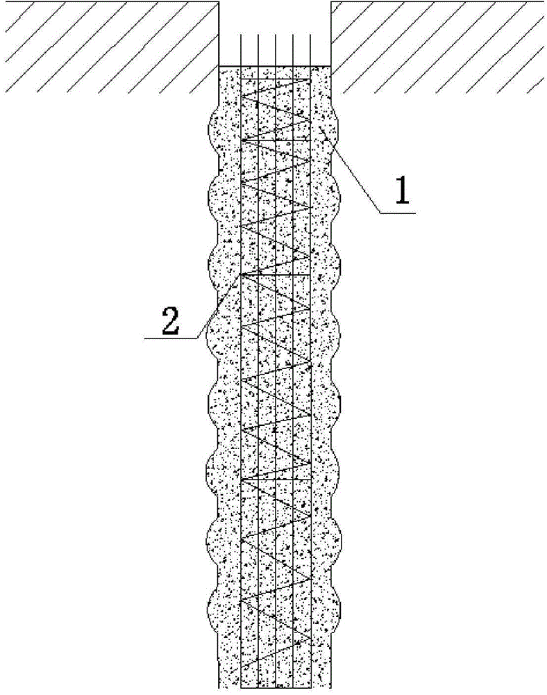 Method for constructing long auger bored cast-with-pressure concrete uplift pile