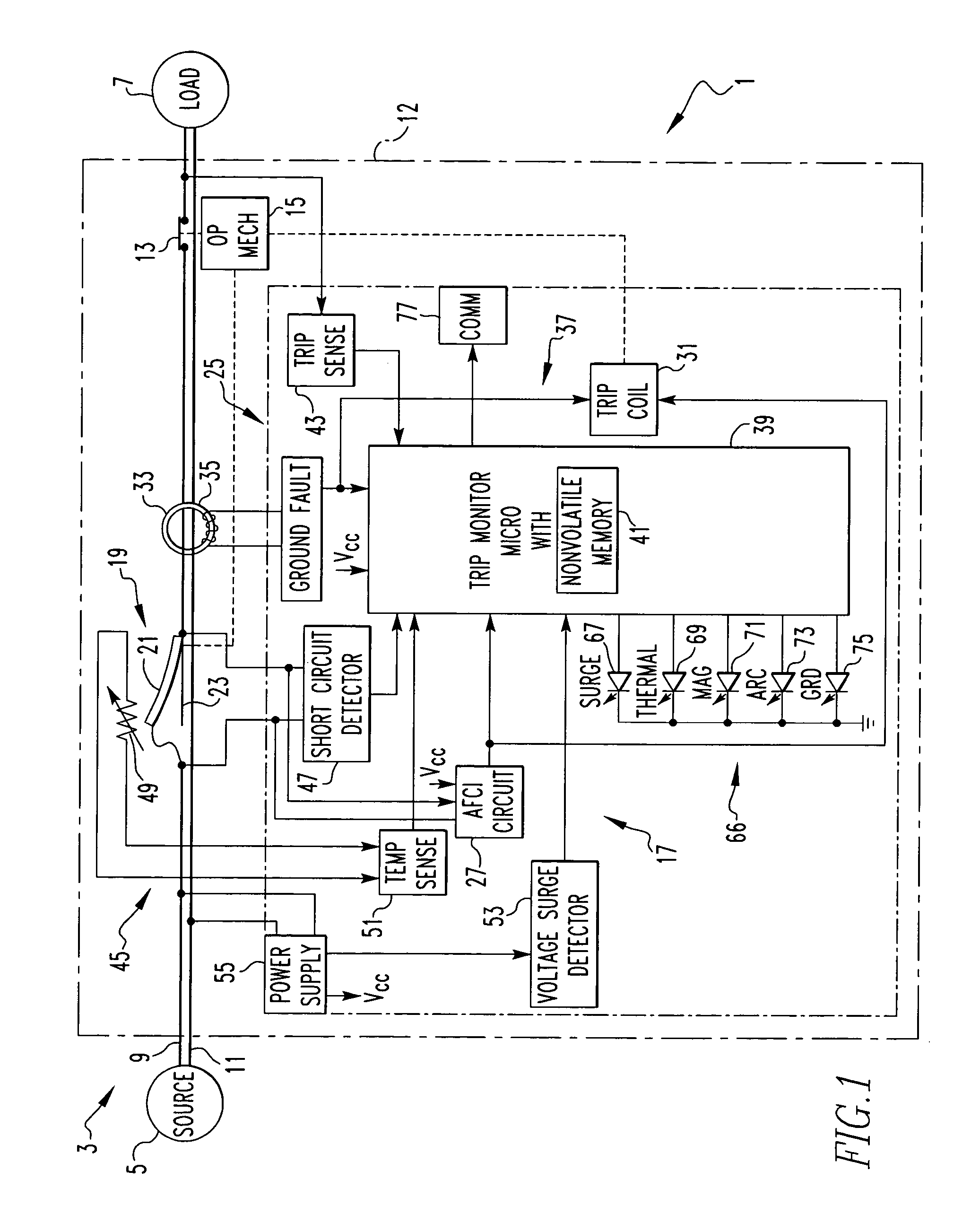 Monitor providing cause of trip indication and circuit breaker incorporatiing the same