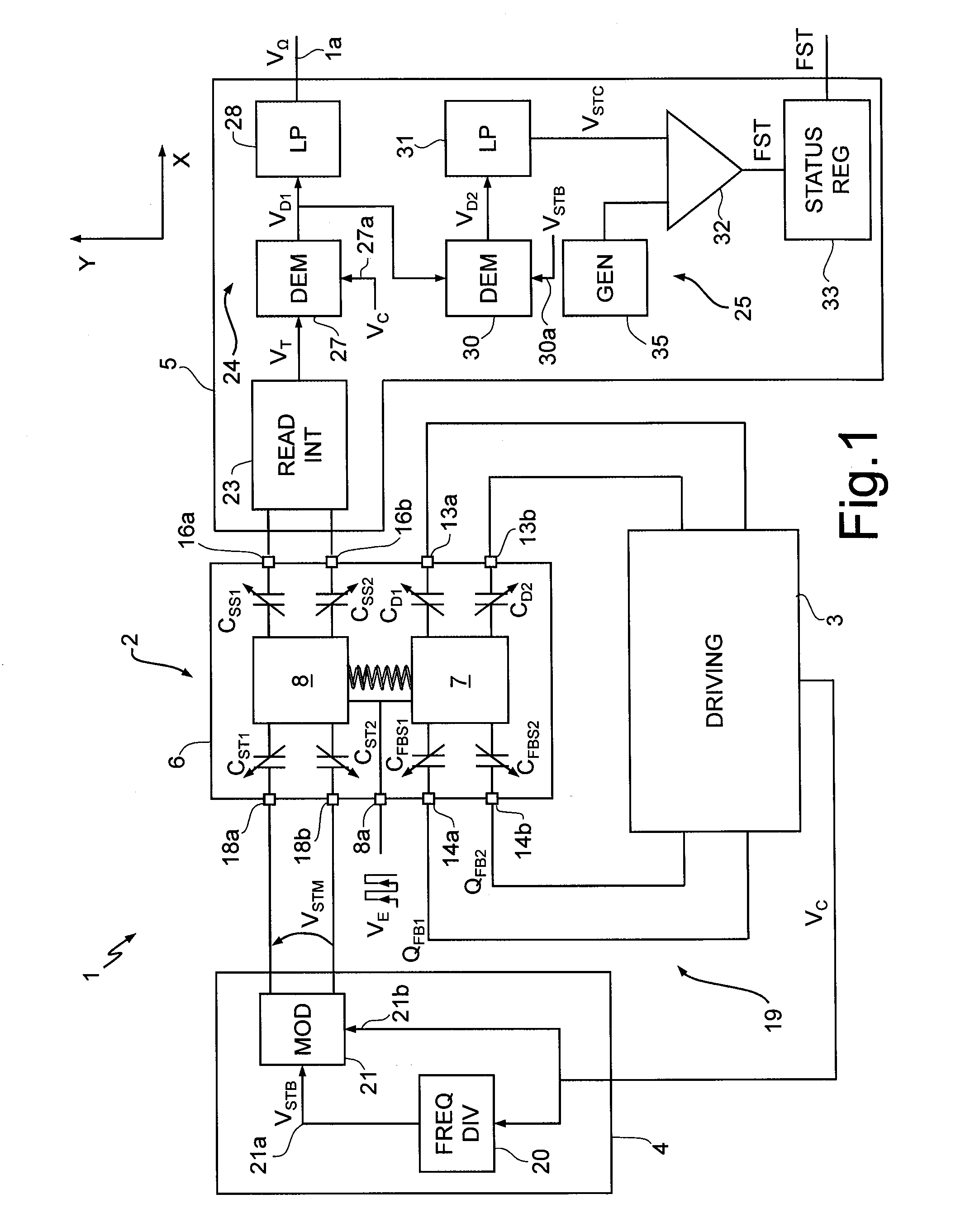 Microelectromechanical gyroscope with continuous self-test function, and method for controlling a microelectromechanical gyroscope