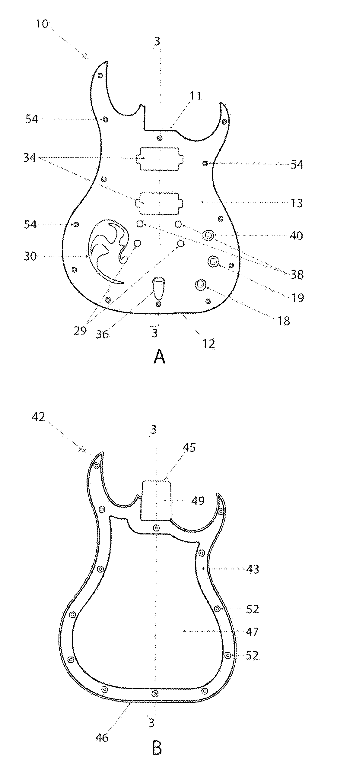 Interchangeable guitar faceplate and guitar body system