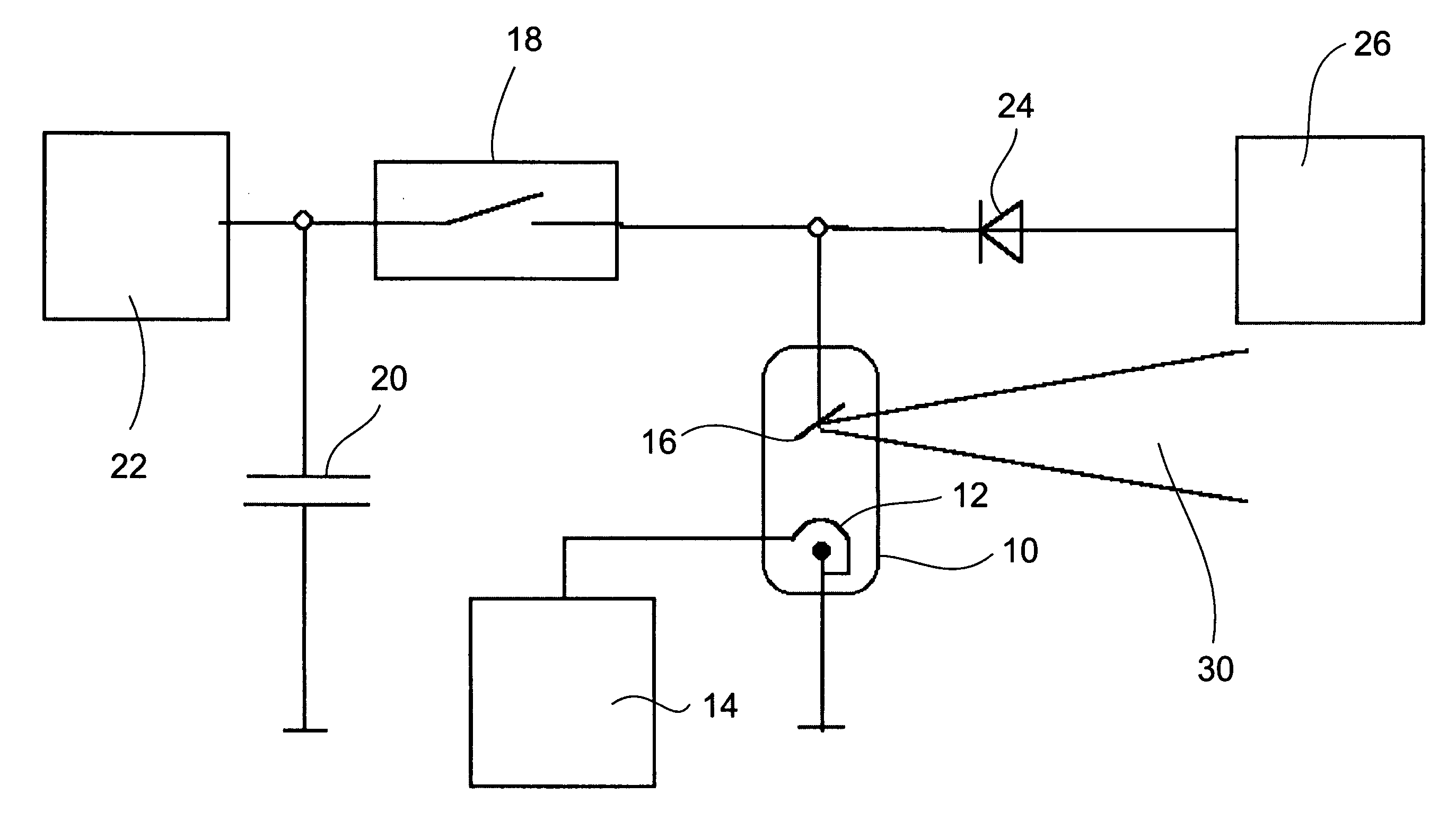 X-ray apparatus for generating short x-ray pulses, and inspecting device operating by means of such an x-ray apparatus