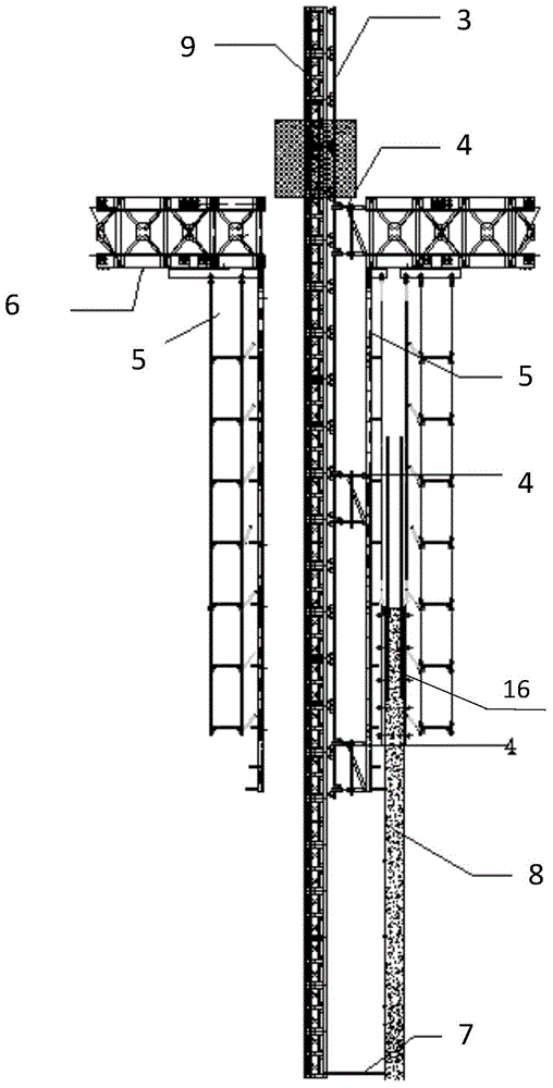 Guide rail type adhesion construction lifter and construction method thereof