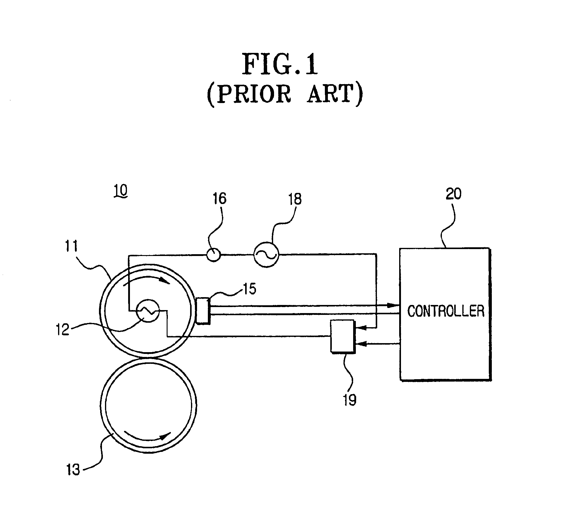 Temperature control method for use in a fusing device of an image forming apparatus having a fusing roller and a heater heating the fusing roller and image forming apparatus using the same