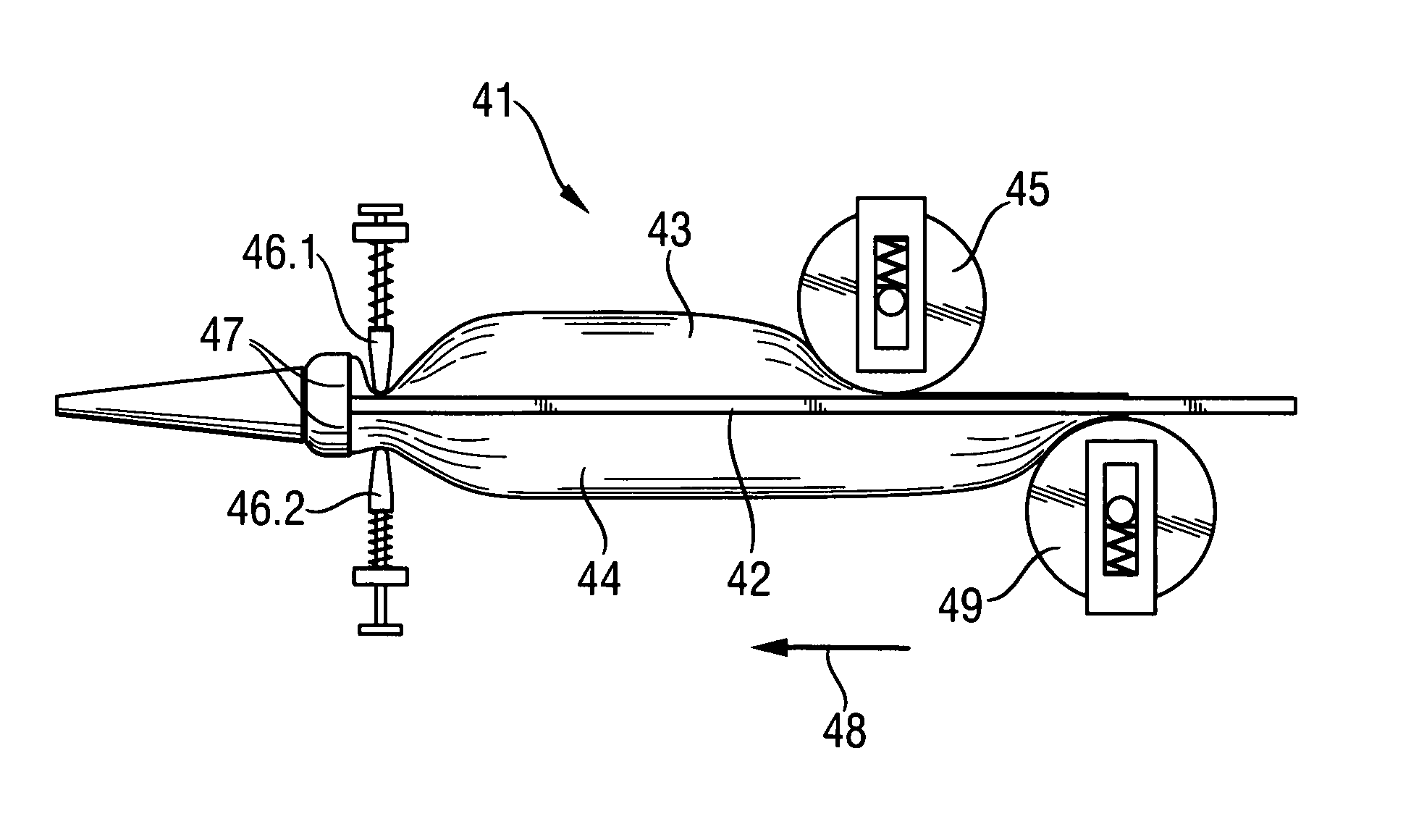 Dispensing system and squeezing-out device and storage container for the dispensing system