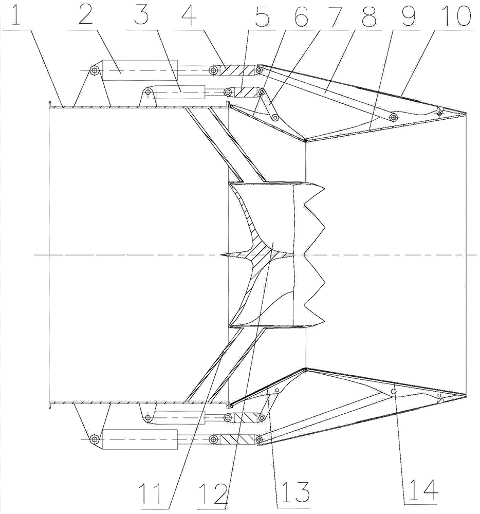 Axisymmetric vectoring nozzle with good stealth function