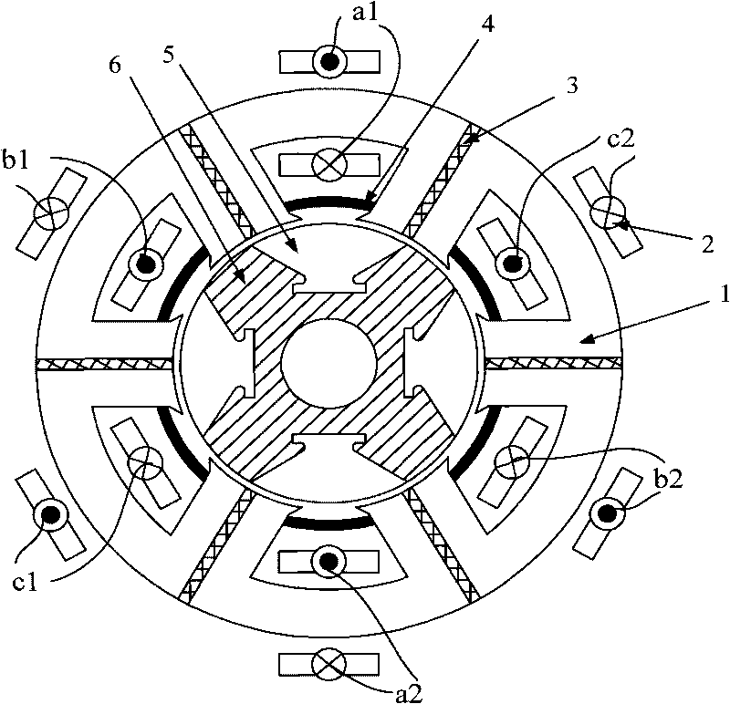 Composite excitation partitioned stator and rotor switched reluctance motor