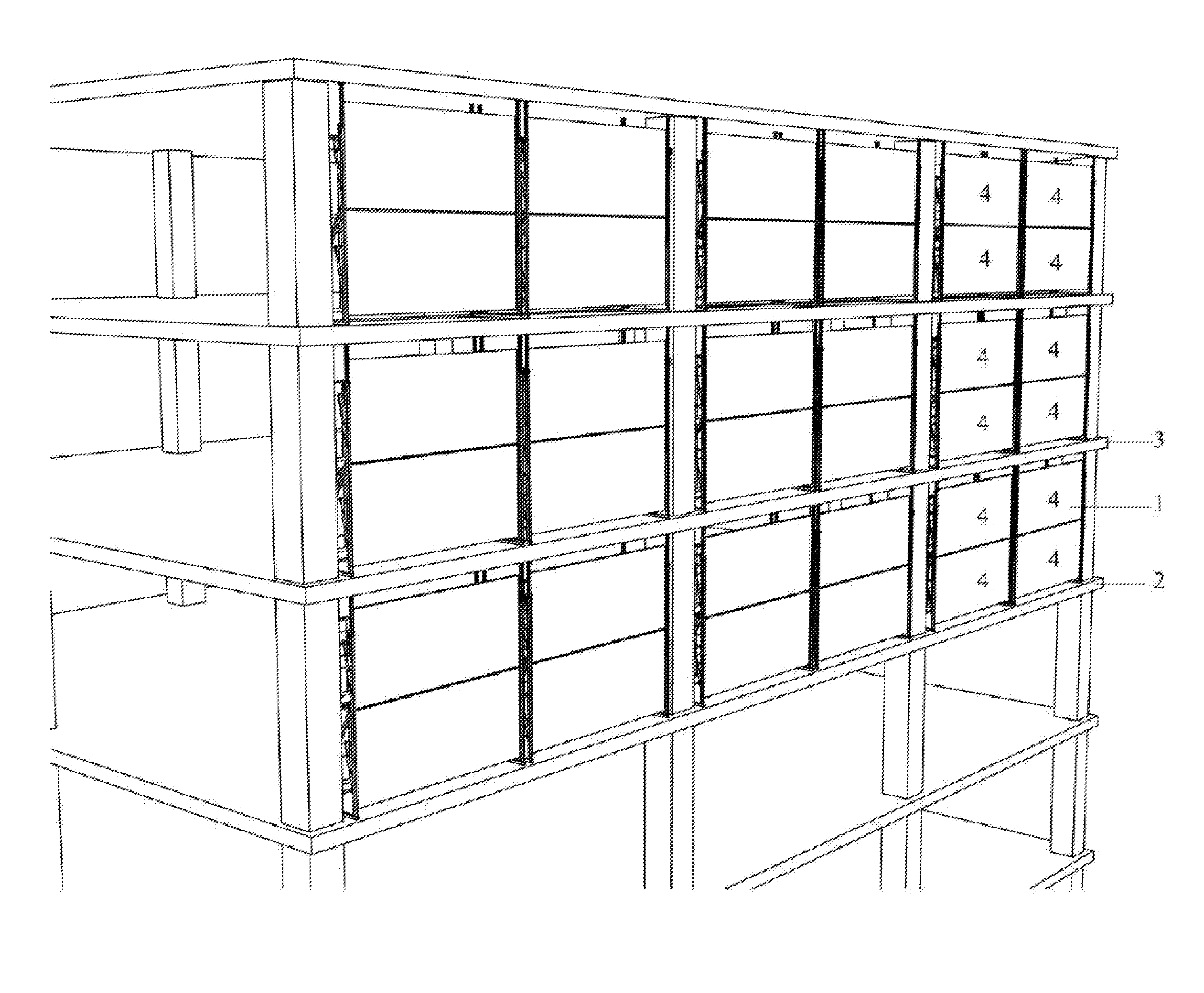 Louver display panel system for multi-story building