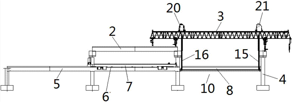 Beam transporting method for building of double-deck bridges