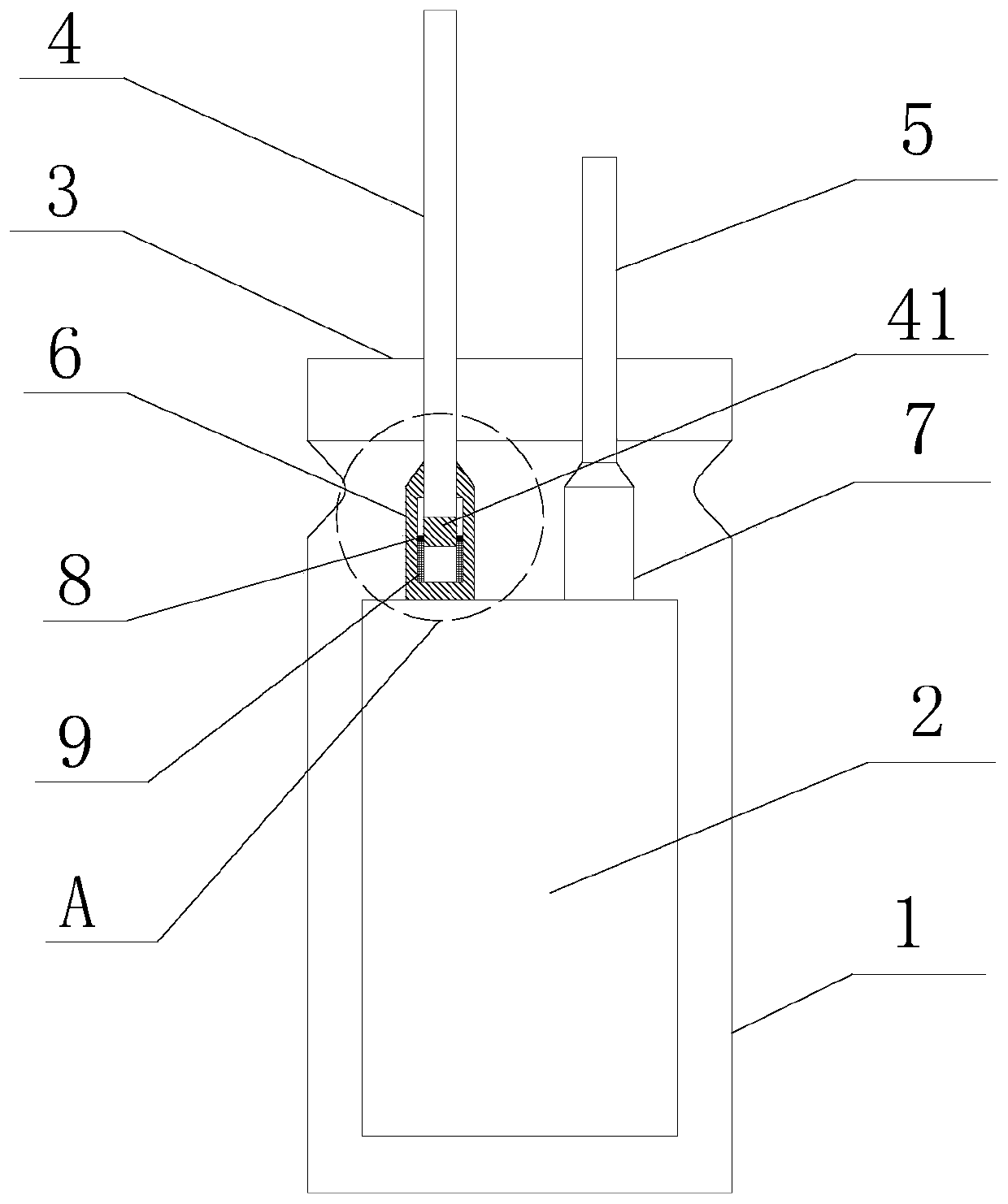 A vertical self-cutting explosion-proof capacitor