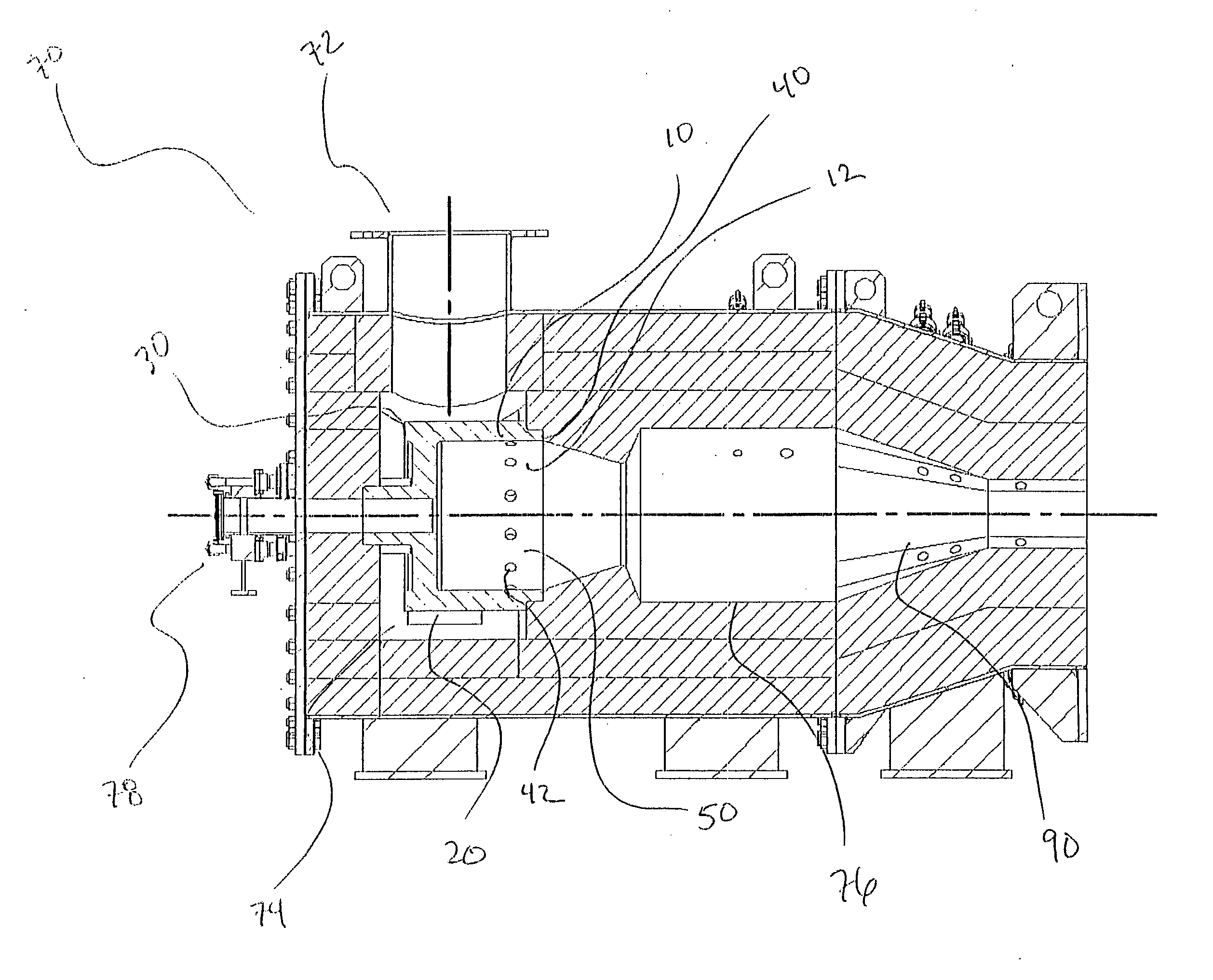 Device for providing improved combustion in a carbon black reactor