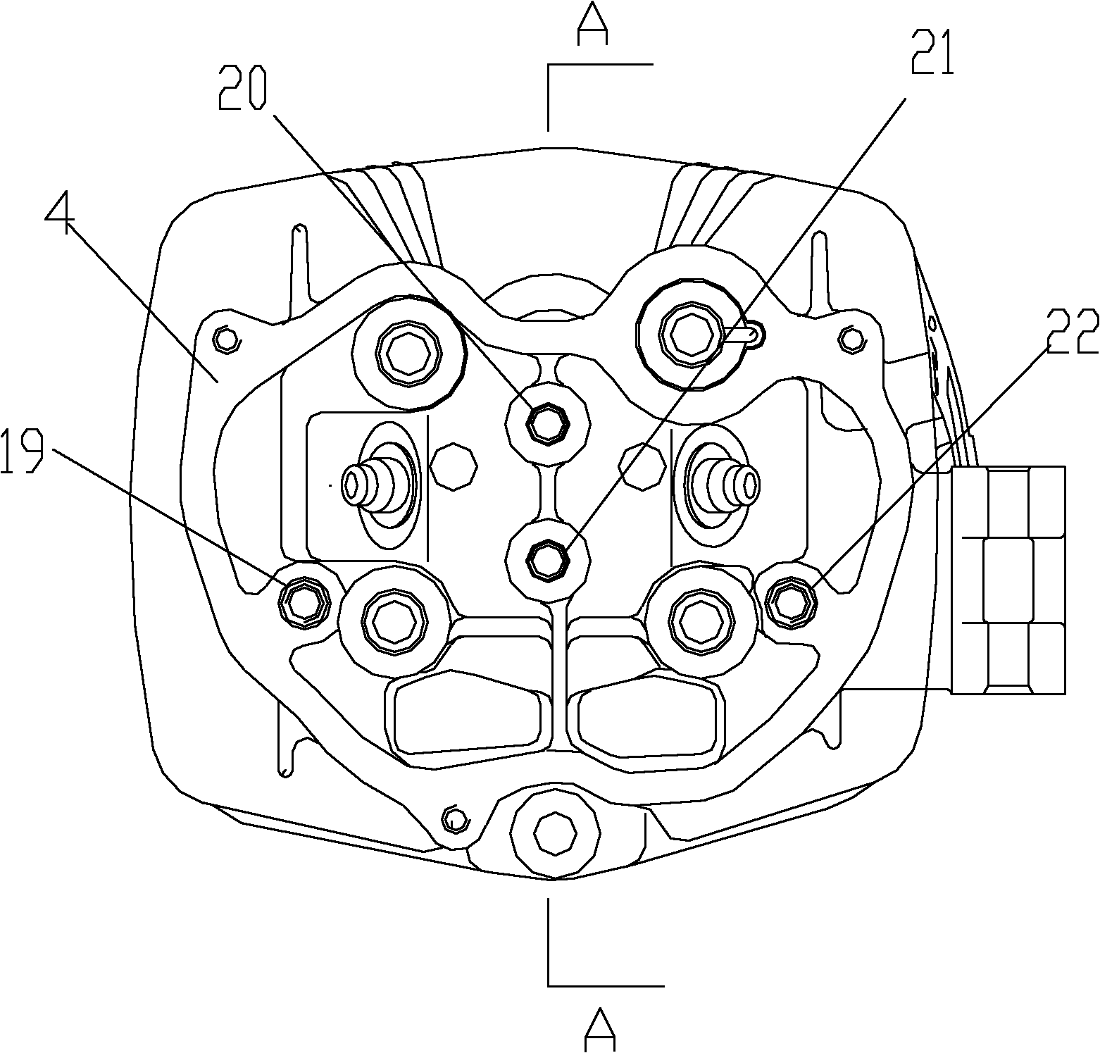 Underneath-camshaft low-noise engine and motorcycle using same