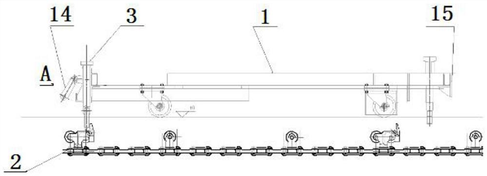 Guiding structure of ground drag chain trolley
