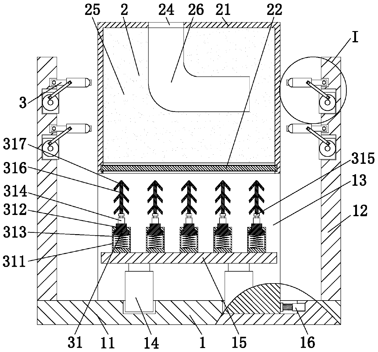 Sand discharging treatment method used after casting molding of castings