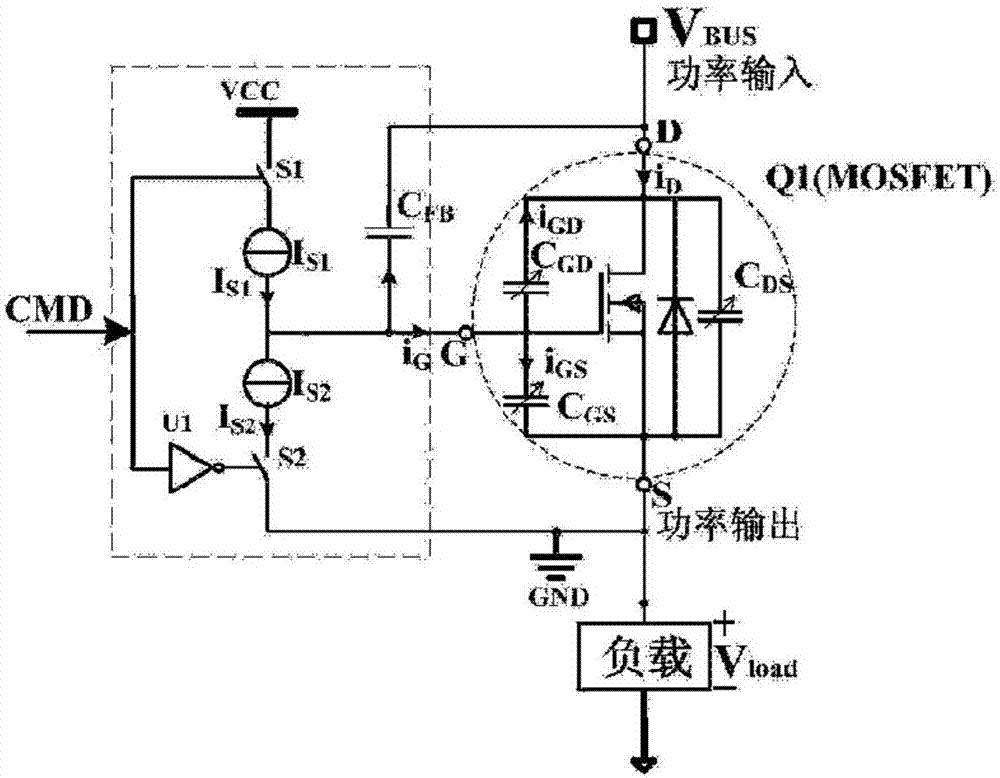 Driving circuit implementation device for improving dynamic performance of power tube