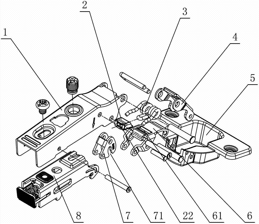 Blind hinge for furniture