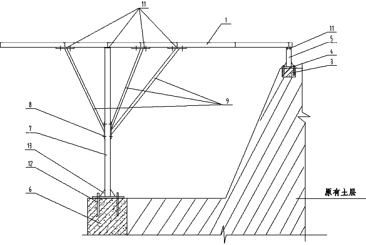 Construction overlay land-saving type steel platform and construction method thereof