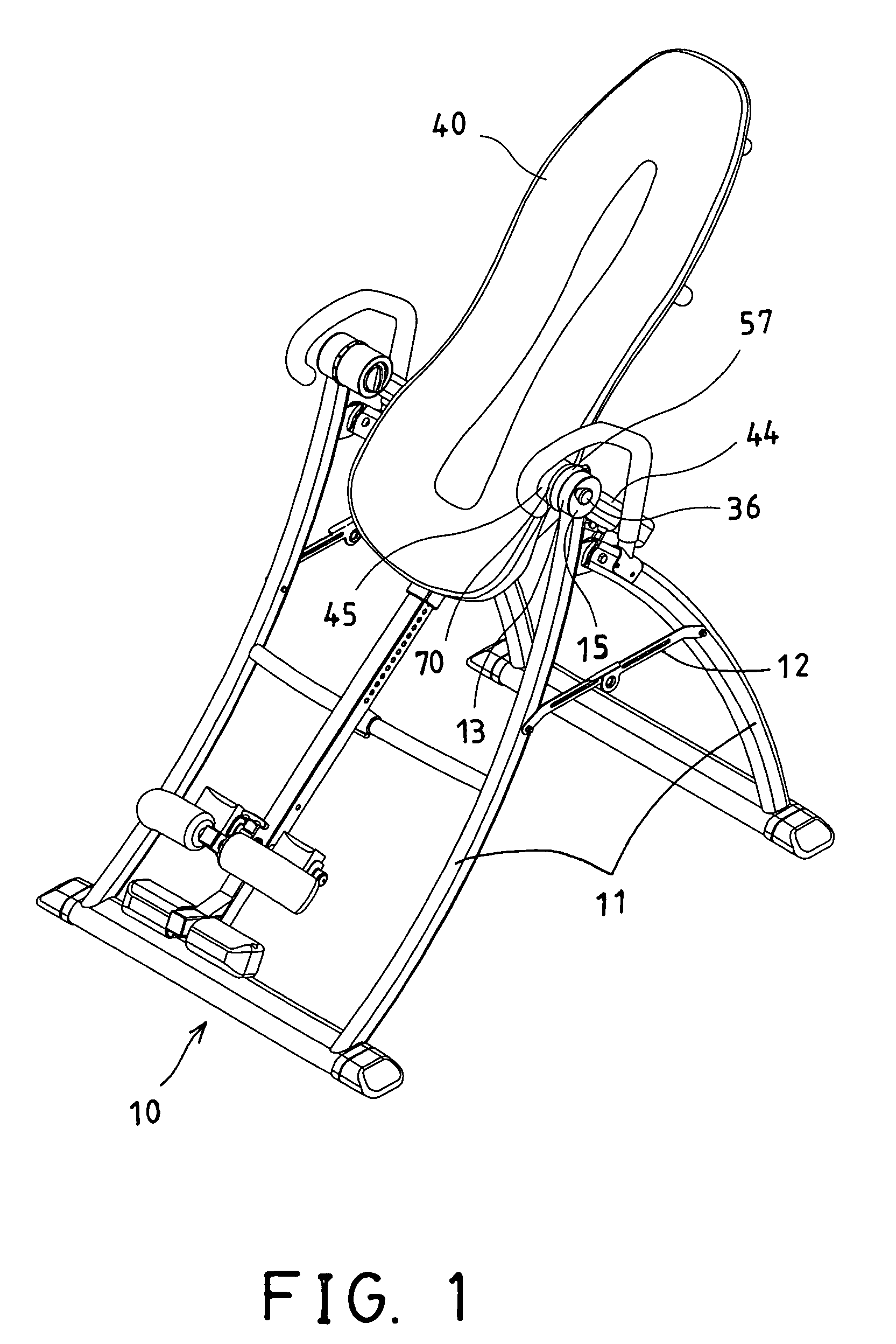 Angle adjusting mechanism for tilting inversion exerciser