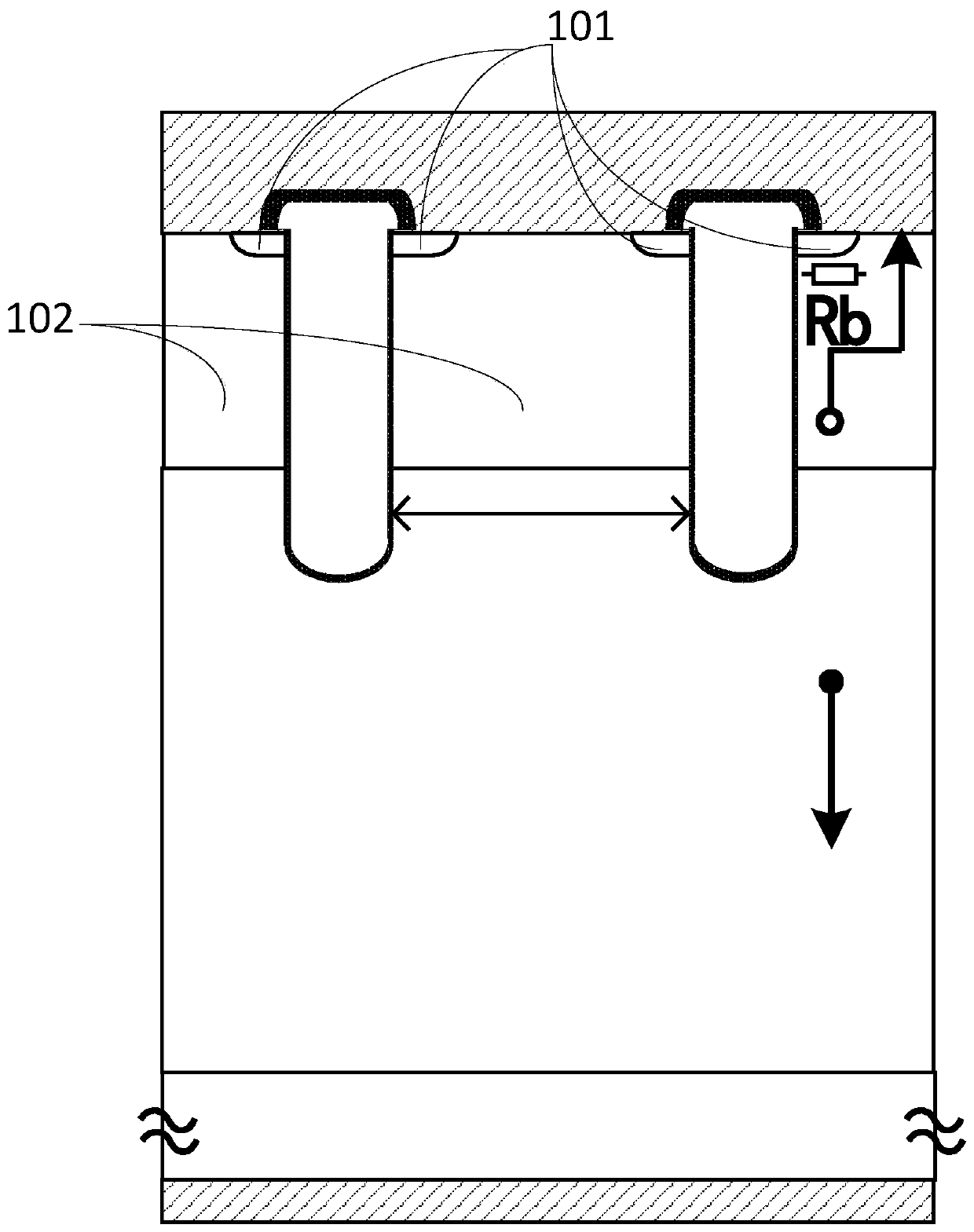 A trench gate power field effect transistor