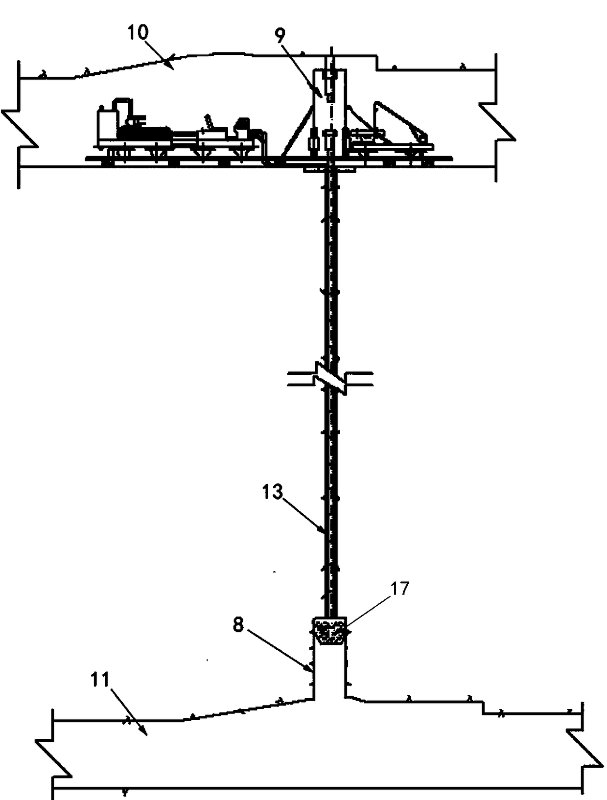 Construction method for utilizing raise-boring machine to mount vertical shaft gas pipe