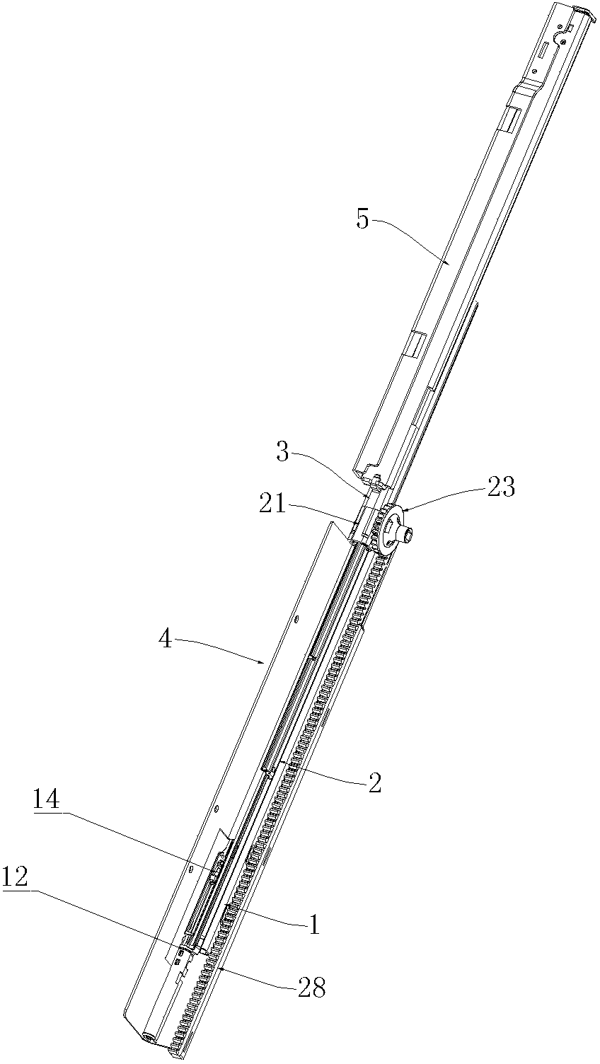 Three-section type hidden sliding rail mechanism