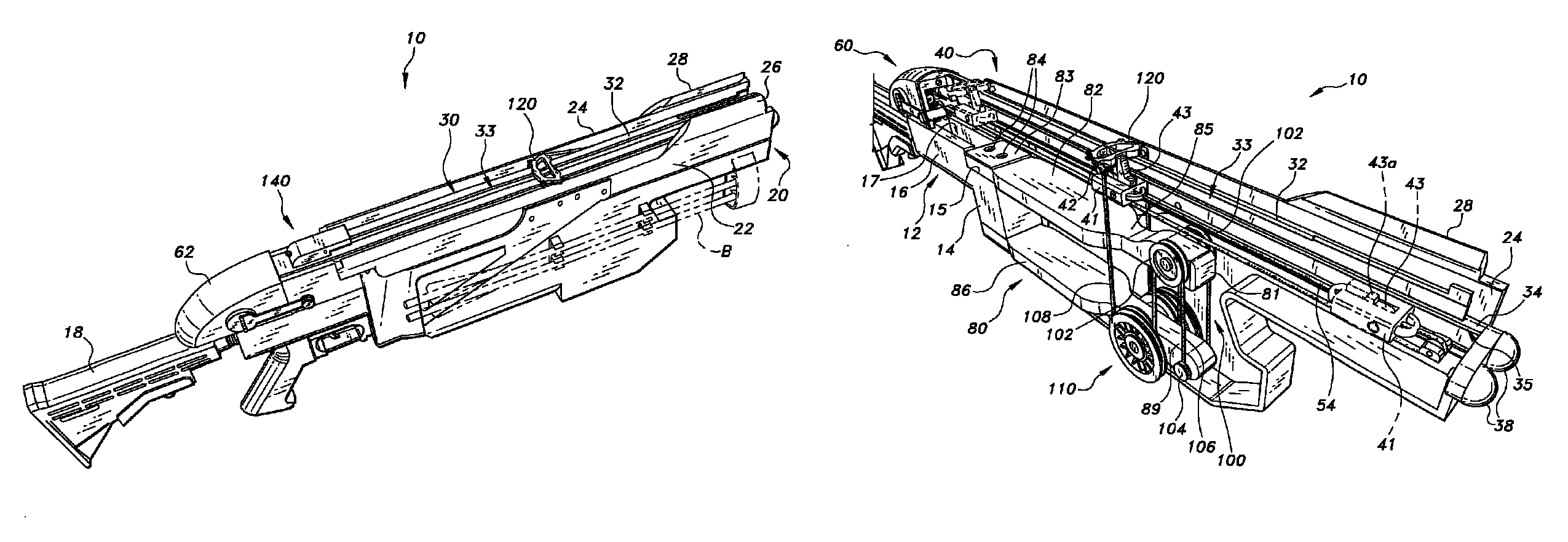 Projectile launcher with internal bow