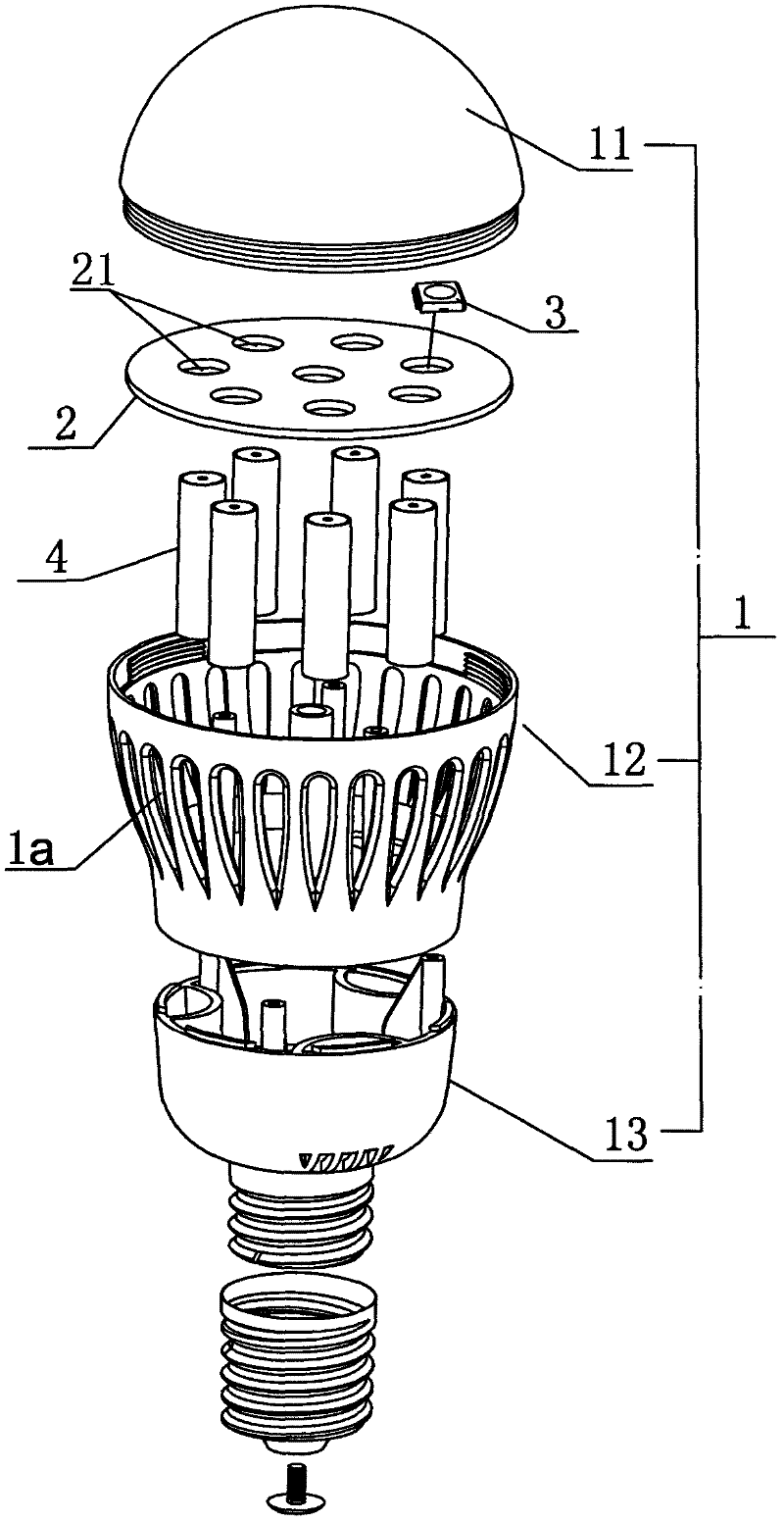 Thermoelectric separation power type light-emitting diode bulb with high integration and high lighting effect