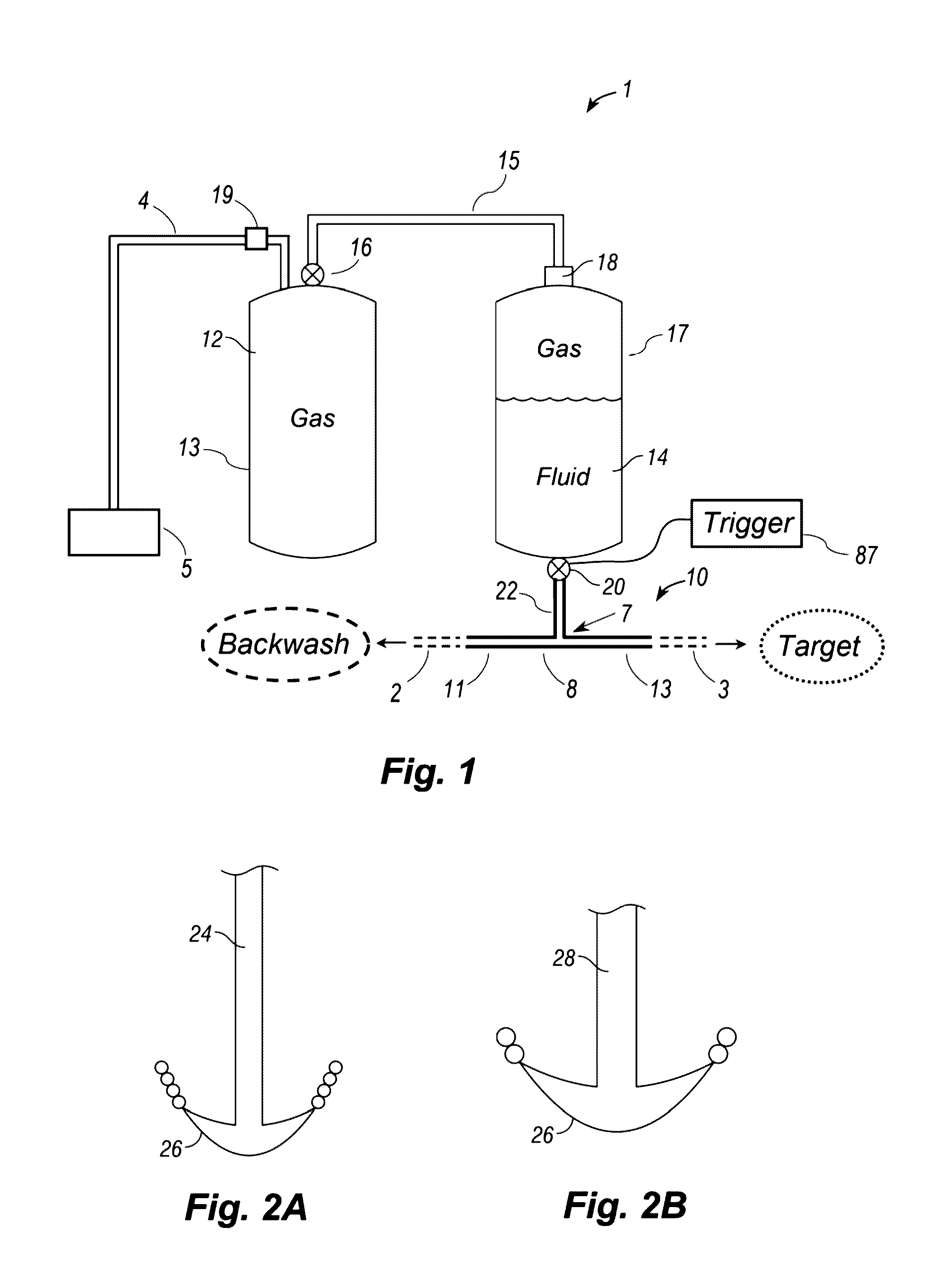 Gas powered fluid gun with recoil mitigation