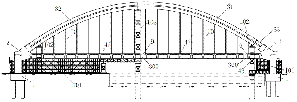 Assembling and lifting method of half-span skeleton of tied arch bridge