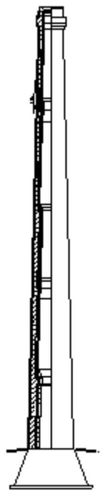 Reverse dismantling device and dismantling method of a chimney