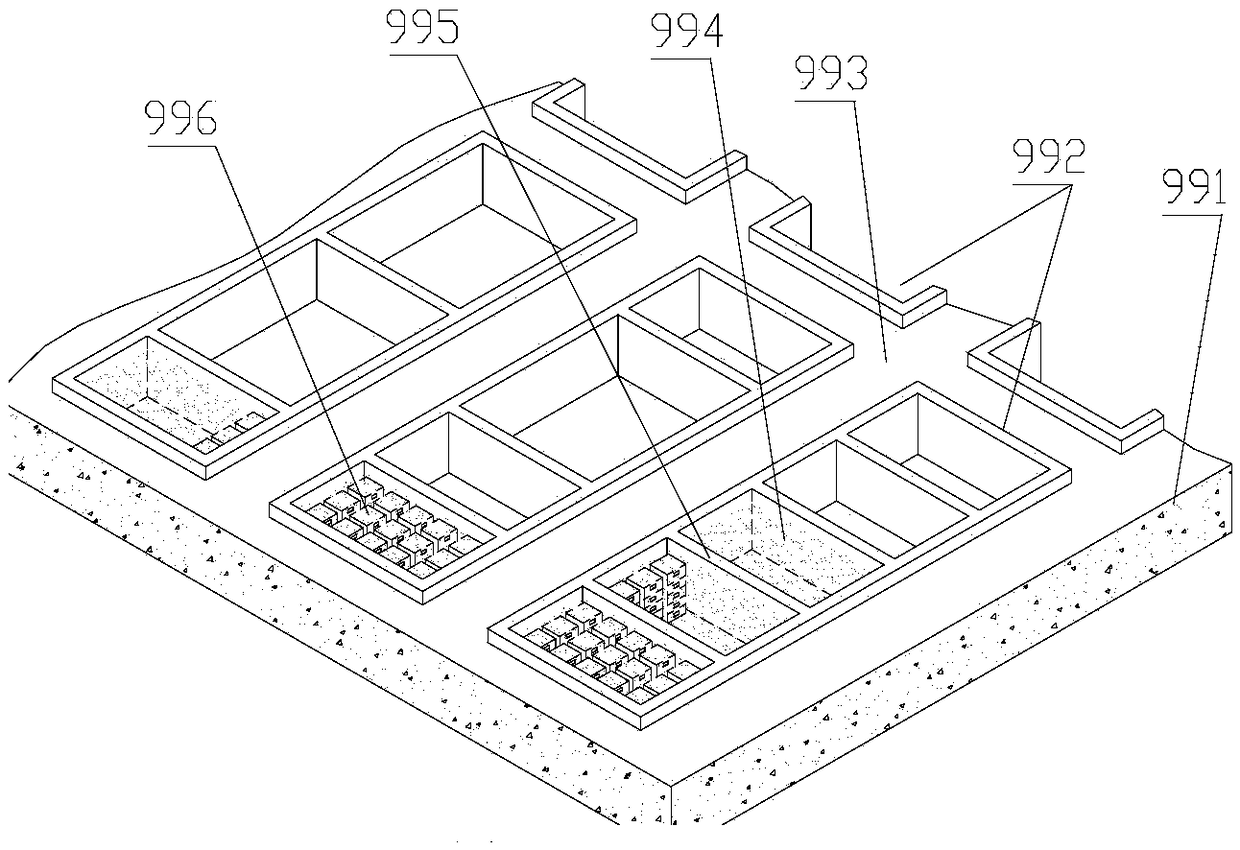 Shore breeding feeding system with drawer type breeding boxes and gate device