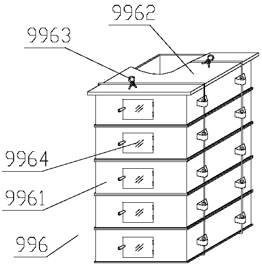 Shore breeding feeding system with drawer type breeding boxes and gate device