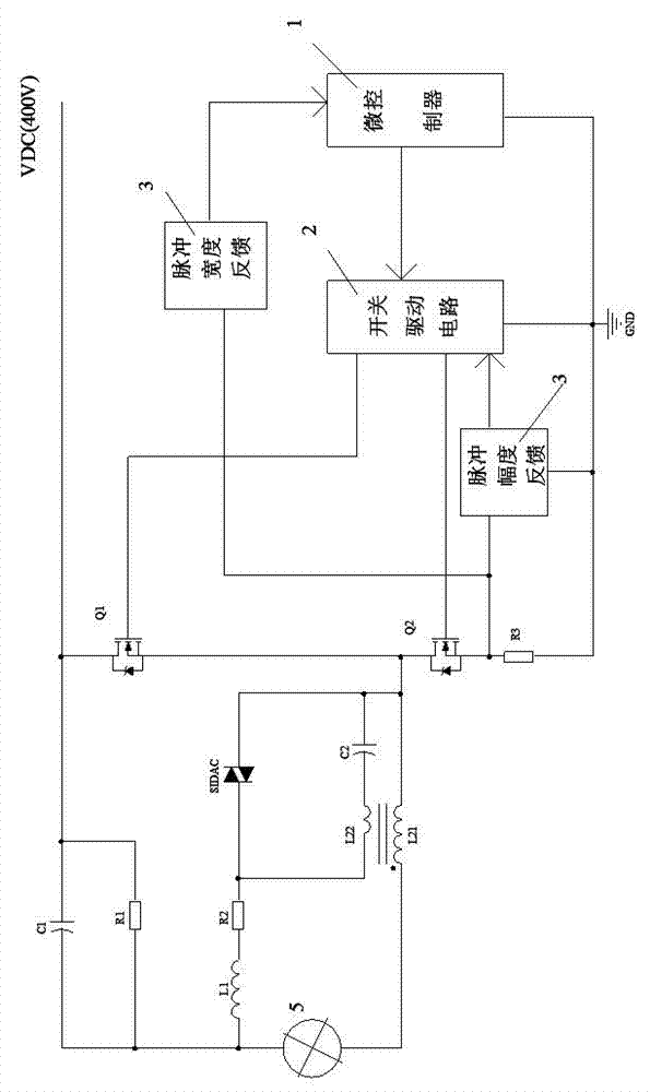 HID (High Intensity Discharge) lamp electronic ballast with plurality of protection functions and pre-exciting method thereof