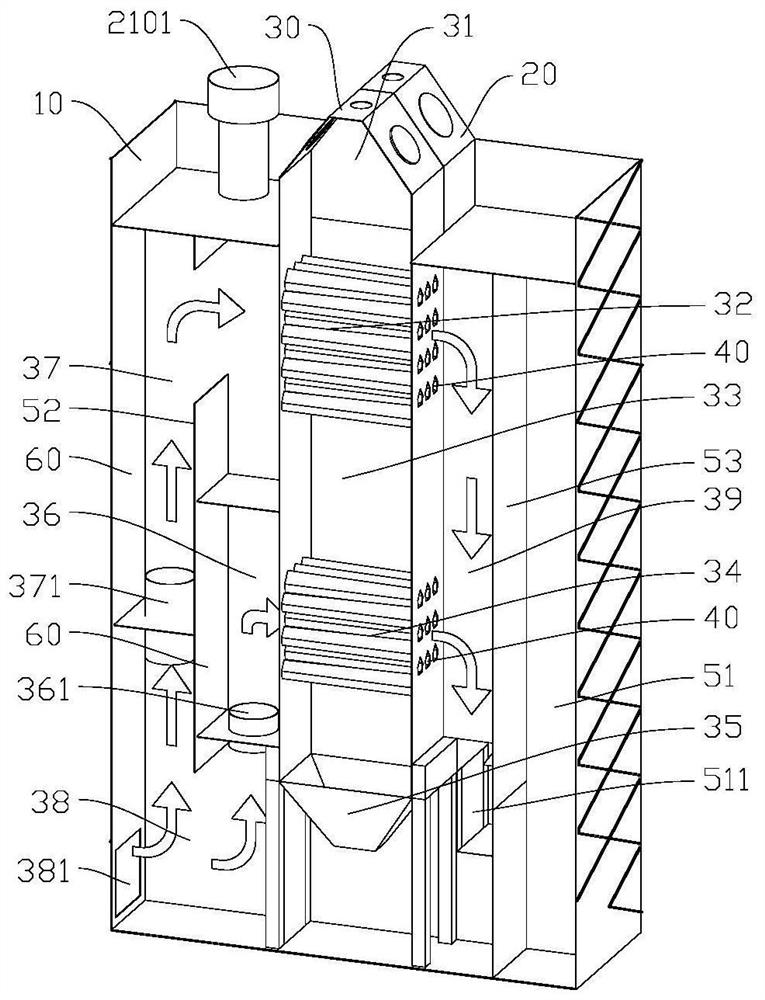 An internal circulation grain drying tower