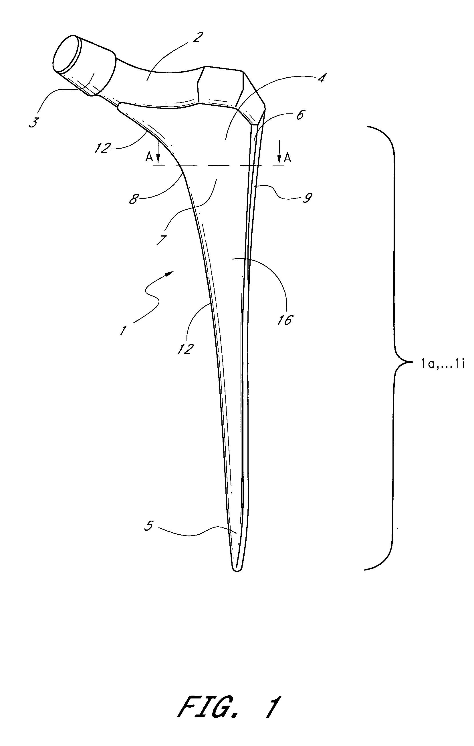 Shaft for anchoring a hip joint prosthesis in the femur