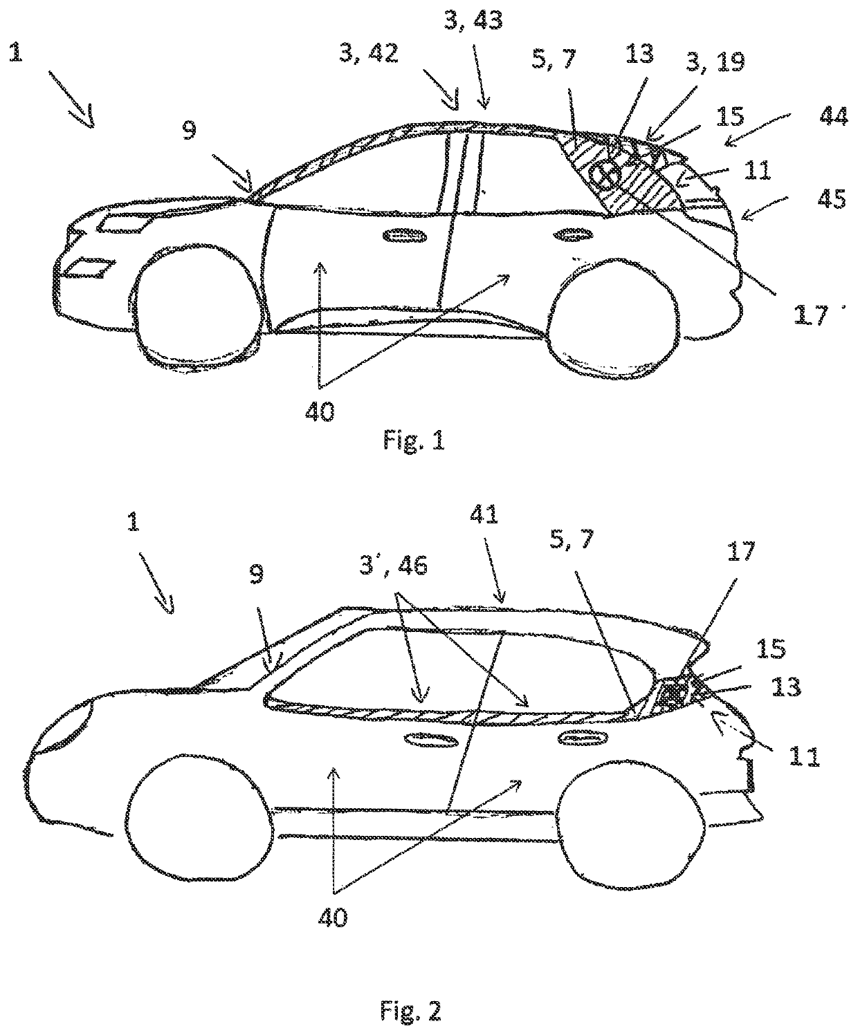 Covering device, body part and motor vehicle