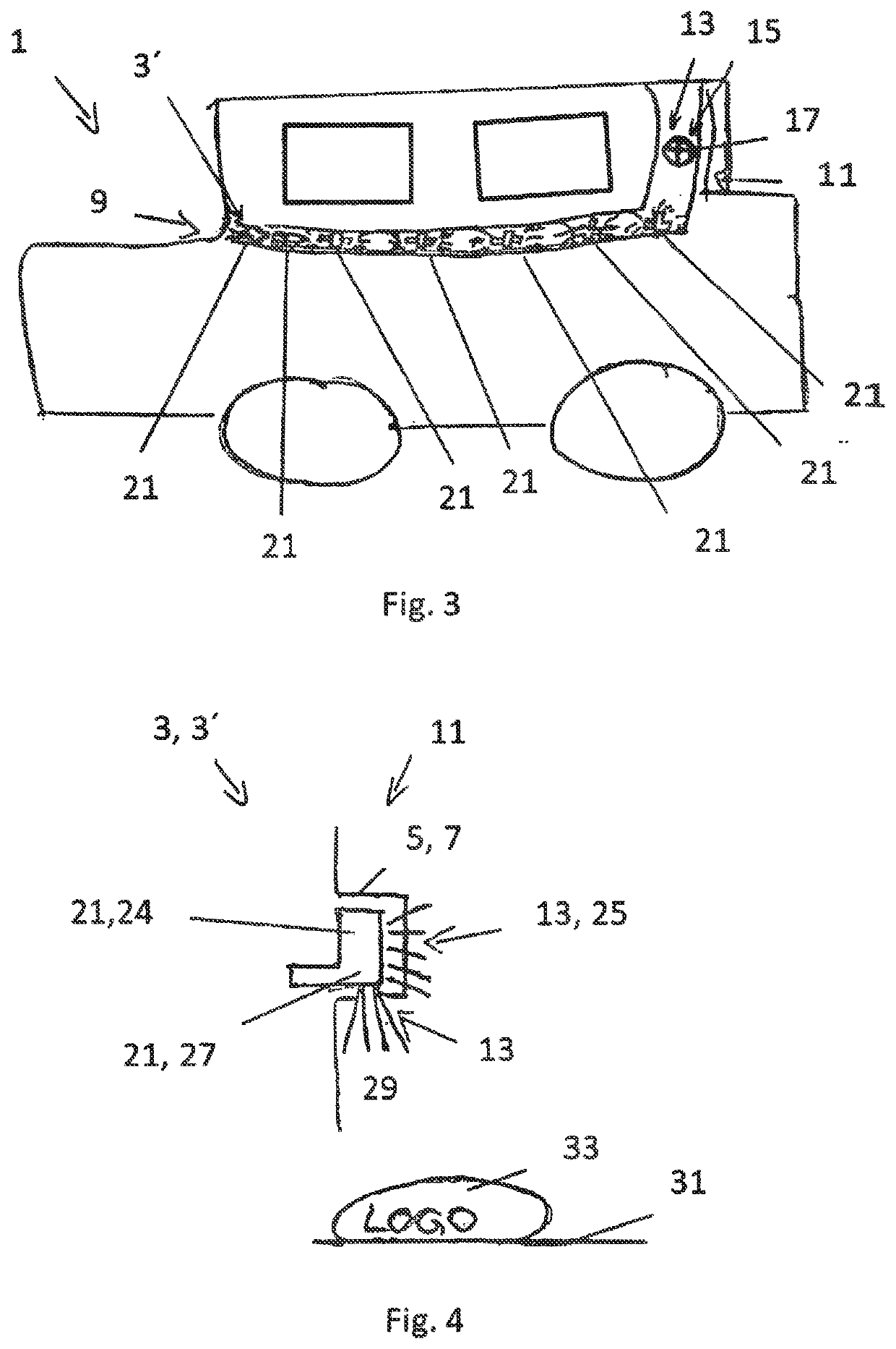 Covering device, body part and motor vehicle