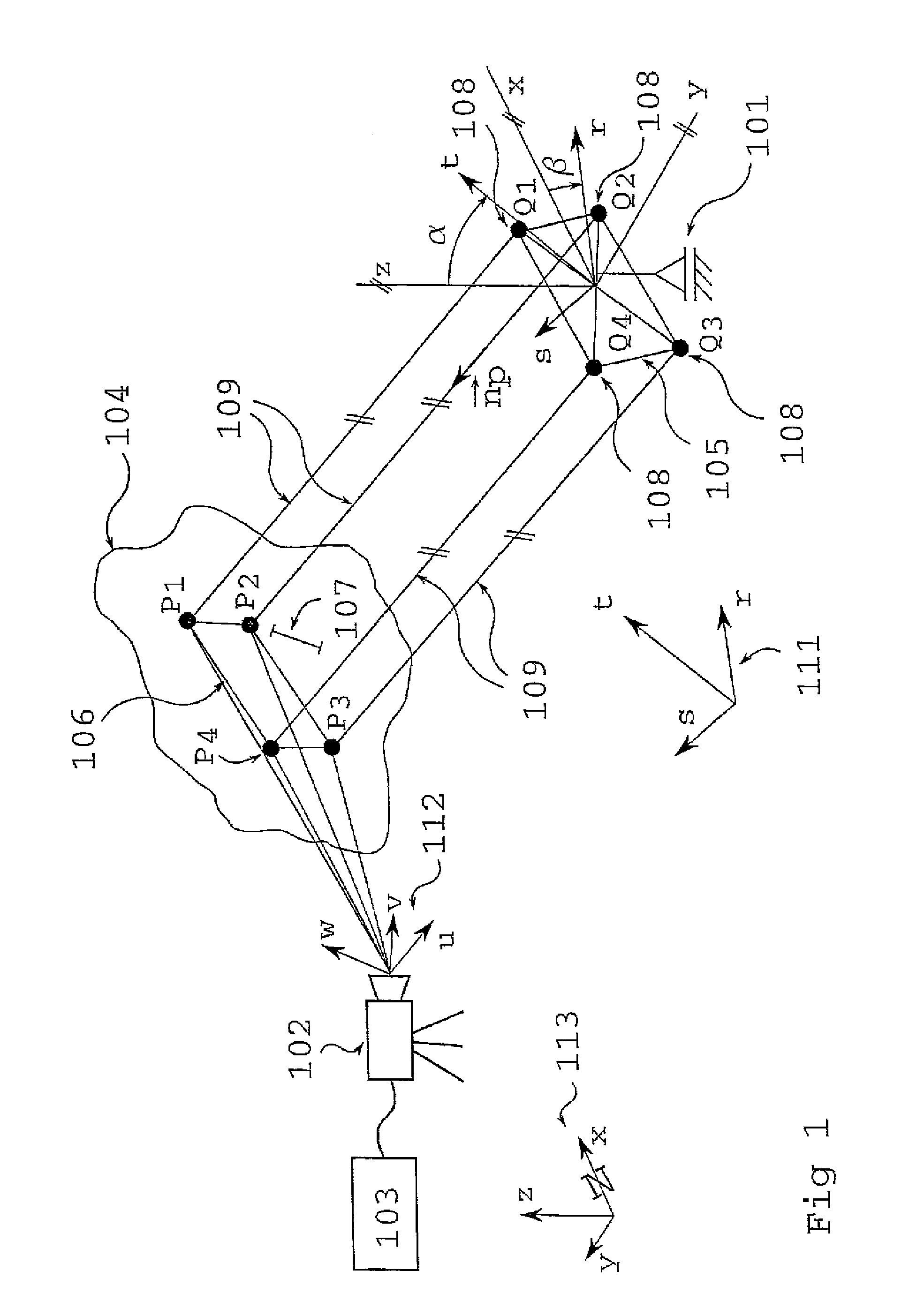 Mobile projection system for scaling and orientation of surfaces surveyed by an optical measuring system