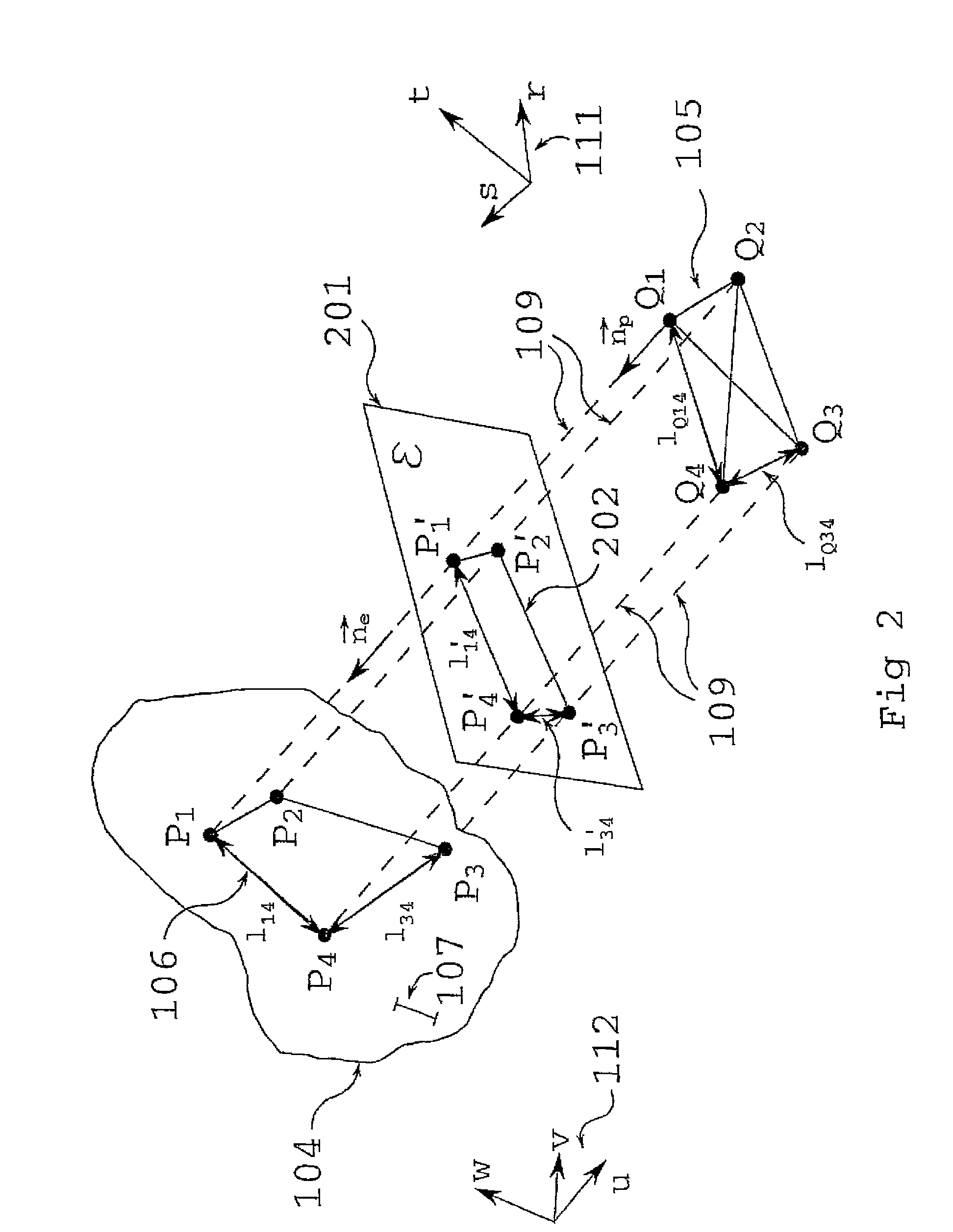 Mobile projection system for scaling and orientation of surfaces surveyed by an optical measuring system