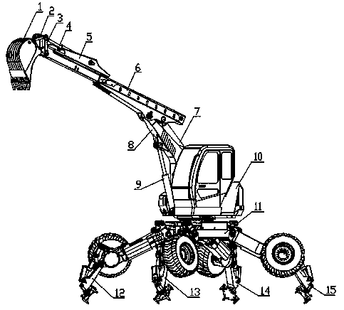 Four-support-leg walking type excavator