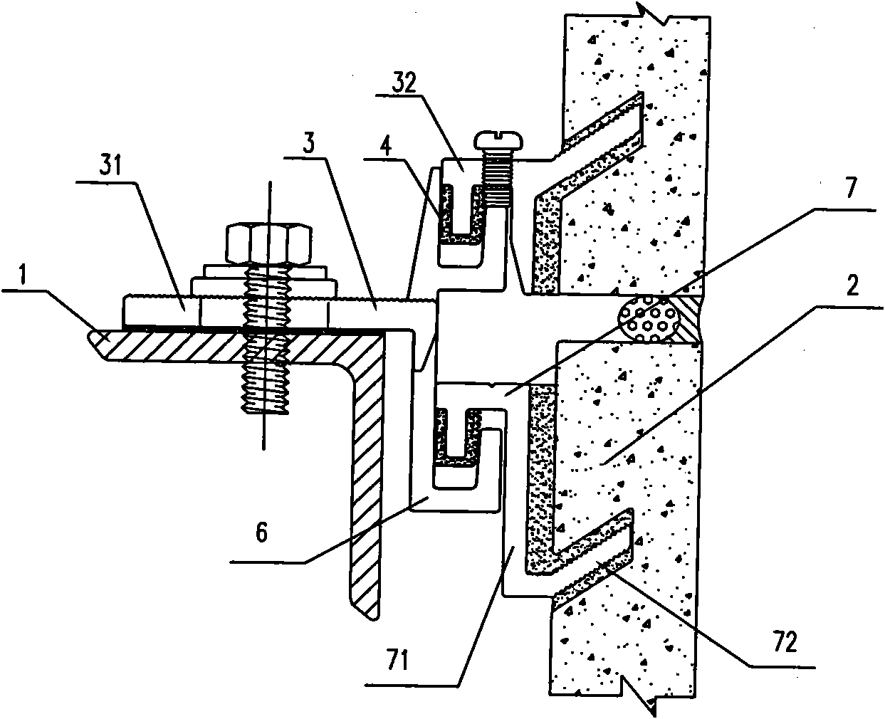 Dry-hanging structure of stone curtain wall