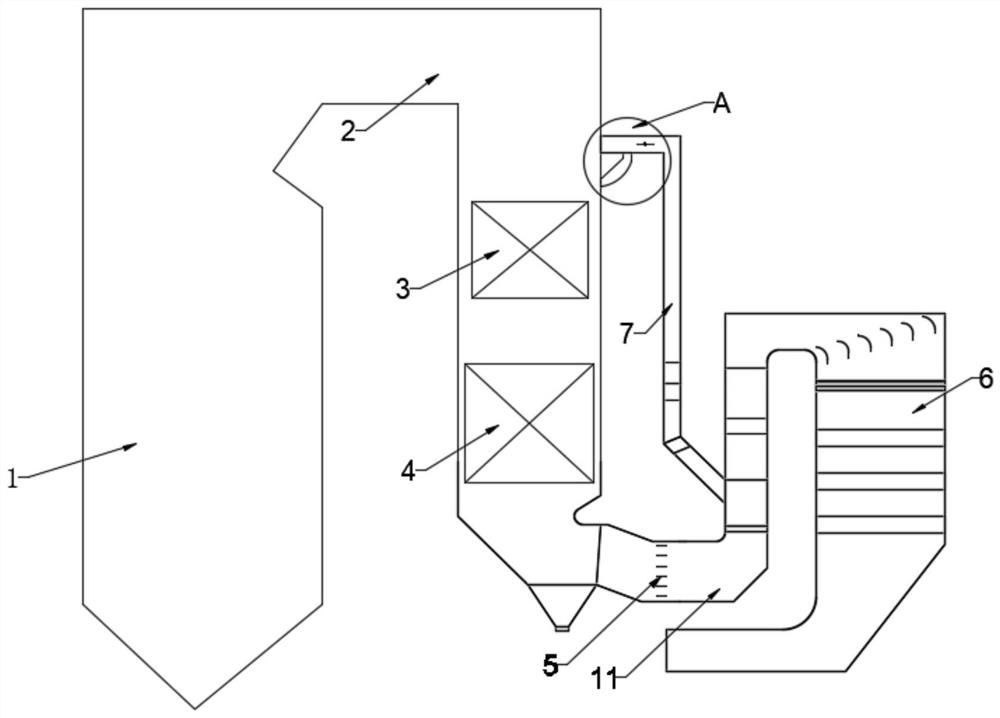 Device for preventing ash deposition at bypass flue inlet horizontal section of coal-fired boiler economizer