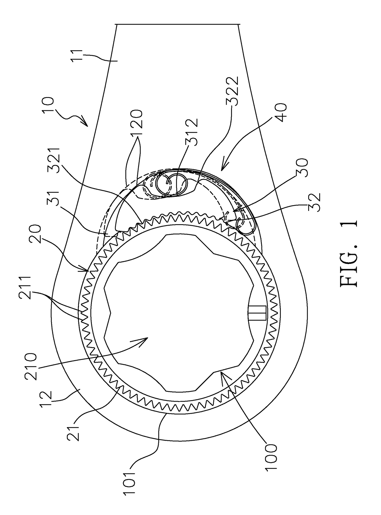 Wrench structure for small-distance operations