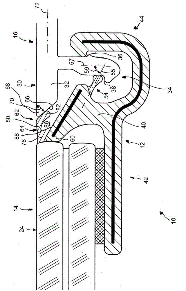 Profile element for connecting a vehicle disc to a cover part and profile element assembly