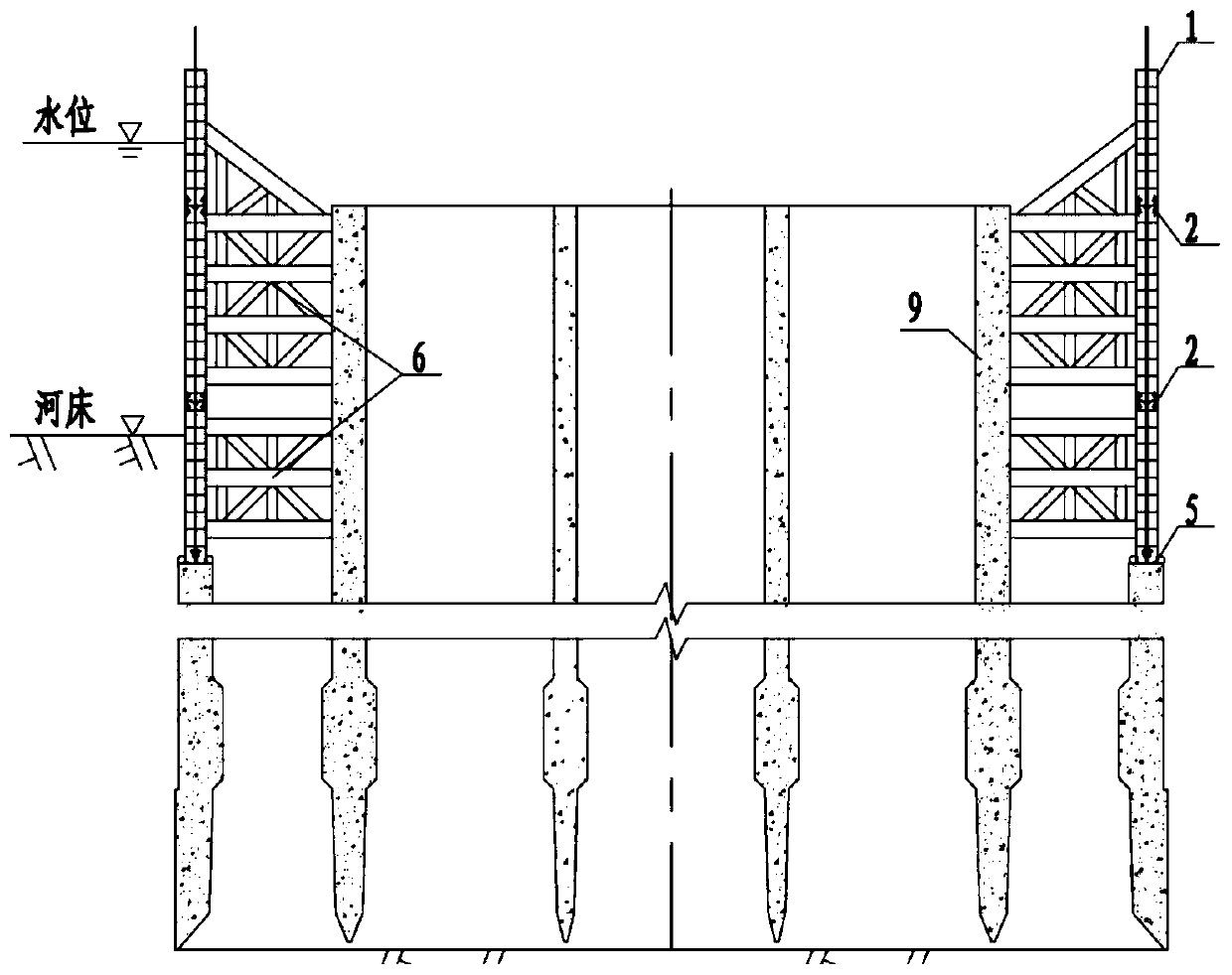 Open caisson temporary outer wall system quick to mount and dismount and construction method of system