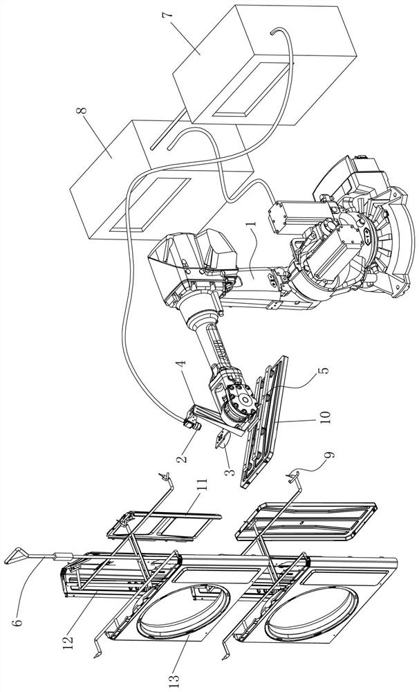 Robot workpiece automatic hanging system based on visual identification detection